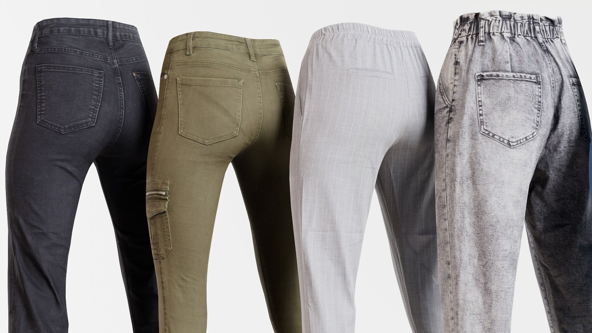 7 Realistic Pants Pack 4 Low-poly 3D model_3