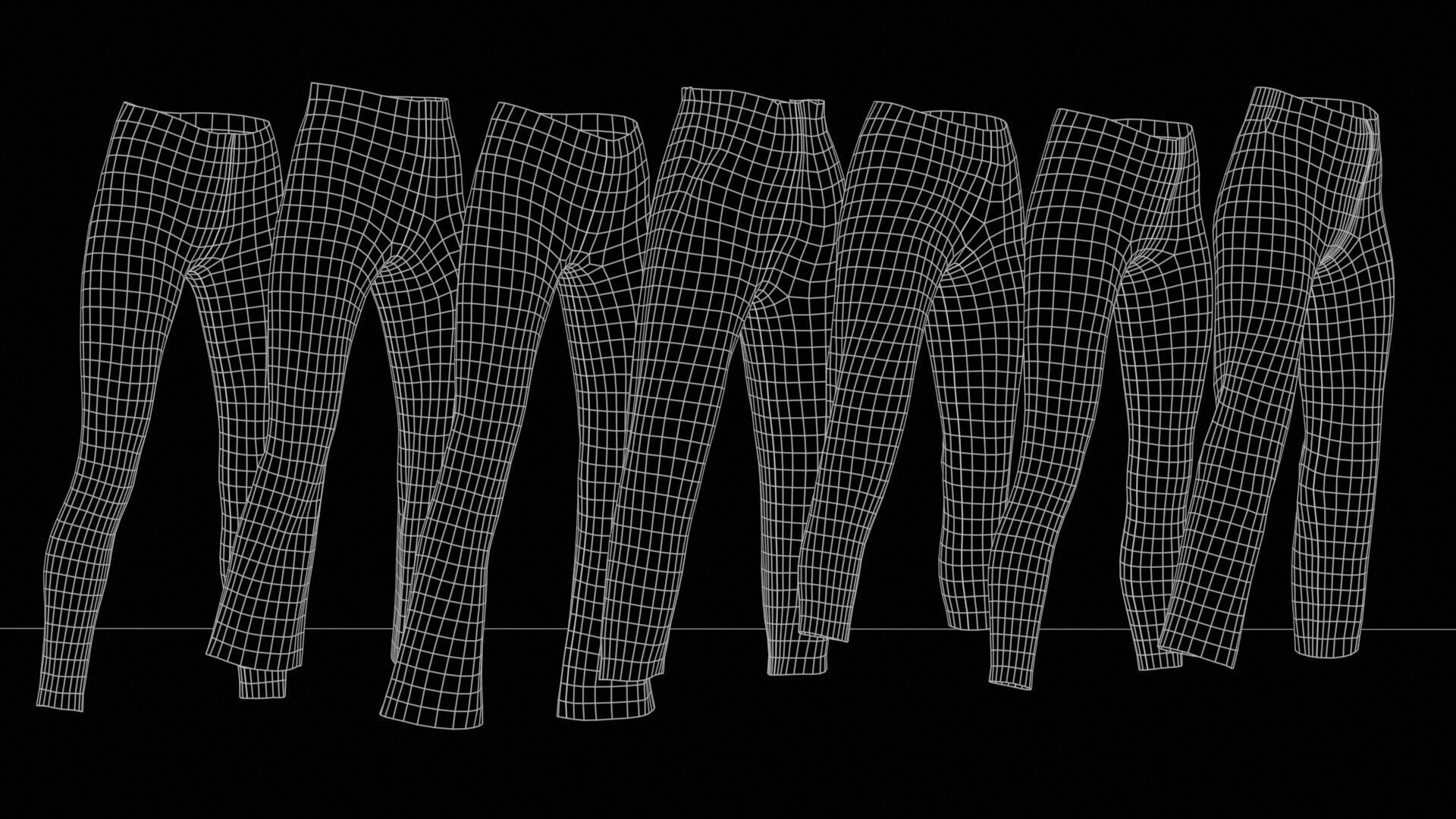 7 Realistic Pants Pack 4 Low-poly 3D model_10