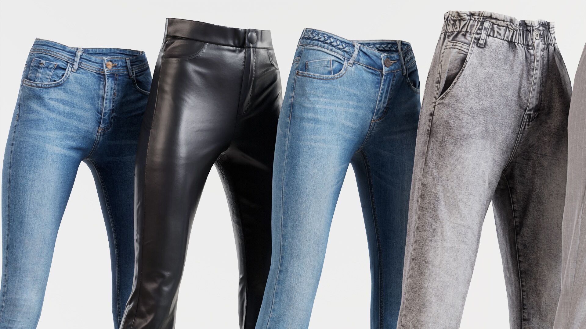 7 Realistic Pants Pack 4 Low-poly 3D model_5