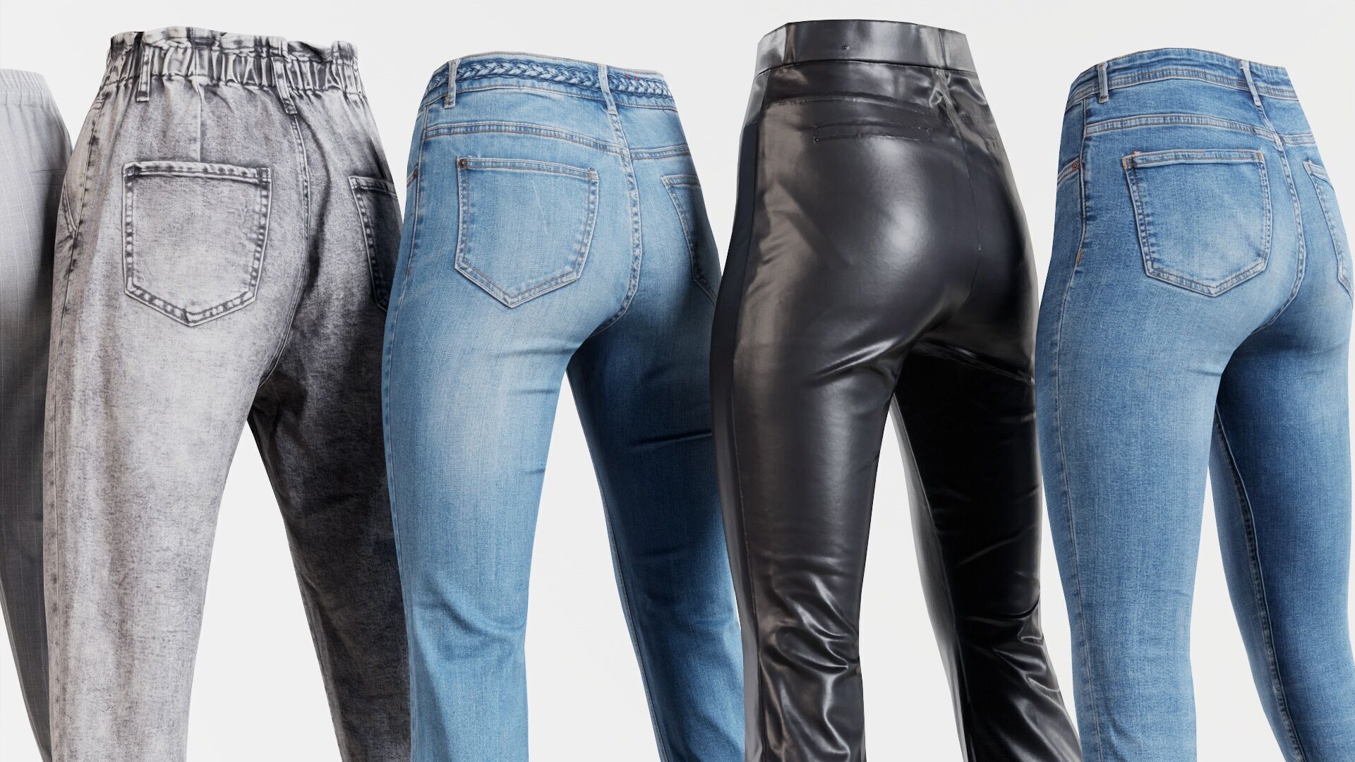 7 Realistic Pants Pack 4 Low-poly 3D model_2