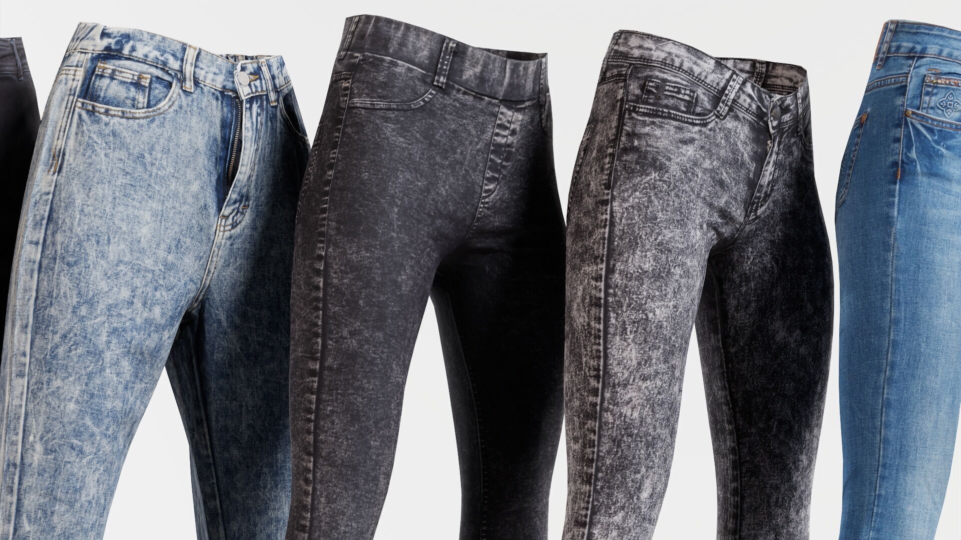 7 Realistic Pants Pack 3 Low-poly 3D model_6