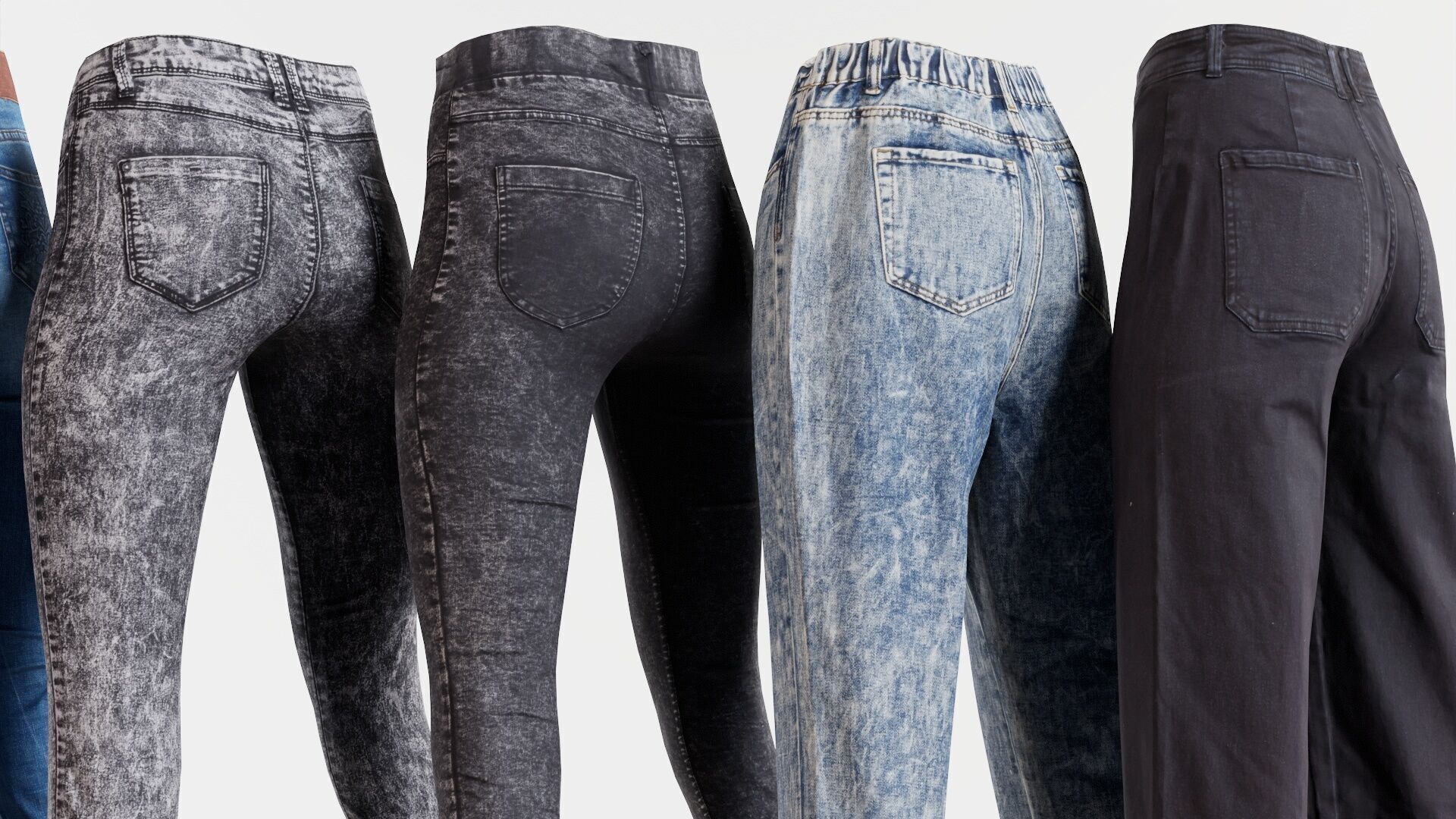 7 Realistic Pants Pack 3 Low-poly 3D model_2