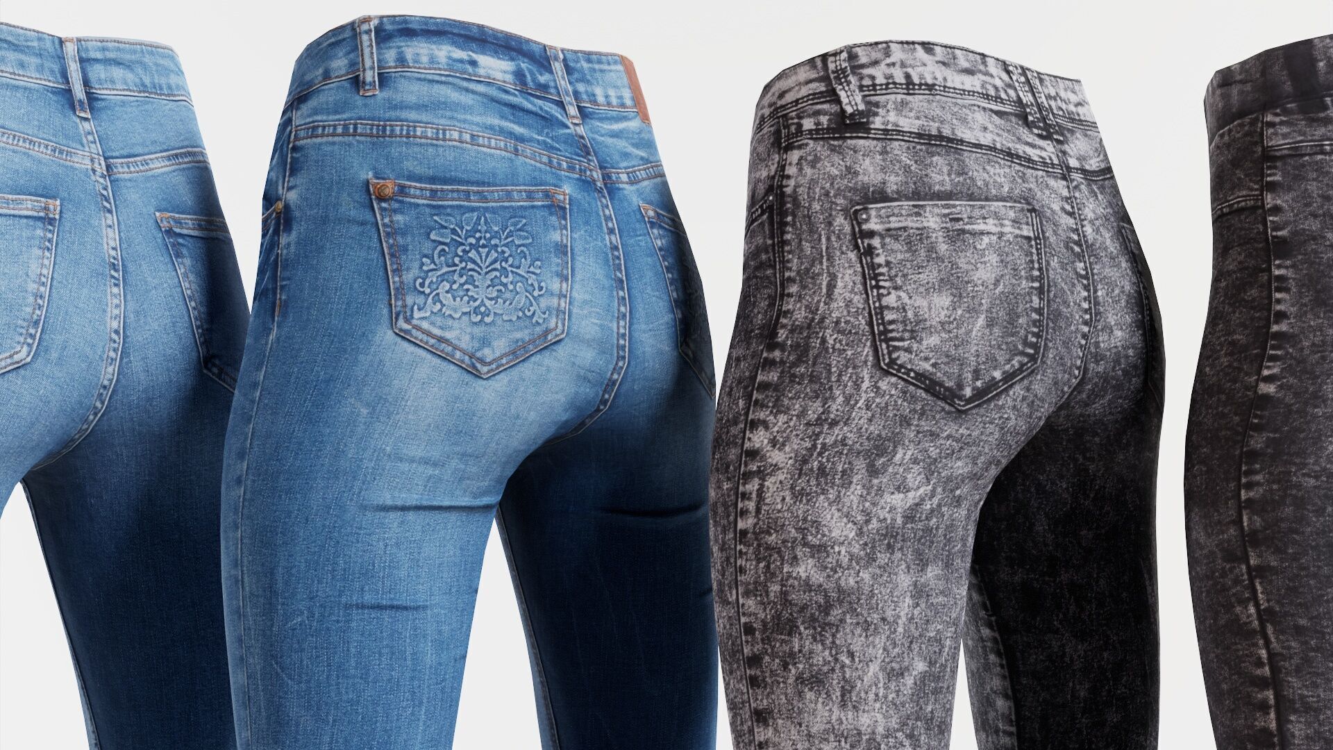 7 Realistic Pants Pack 3 Low-poly 3D model_4