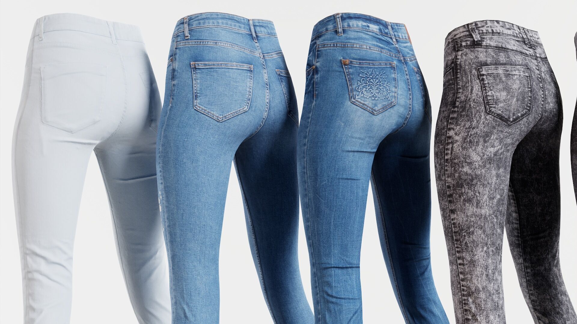 7 Realistic Pants Pack 3 Low-poly 3D model_3