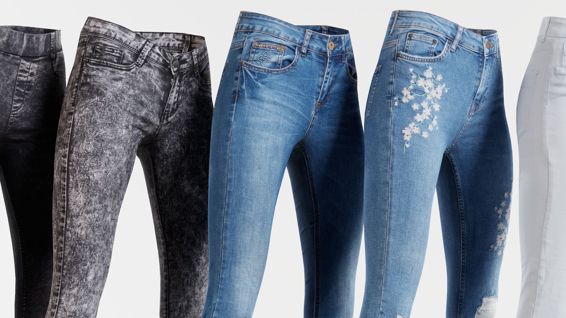 7 Realistic Pants Pack 3 Low-poly 3D model_5