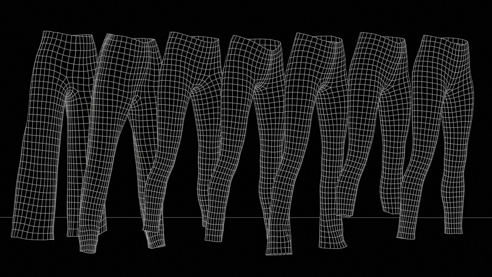 7 Realistic Pants Pack 3 Low-poly 3D model_10