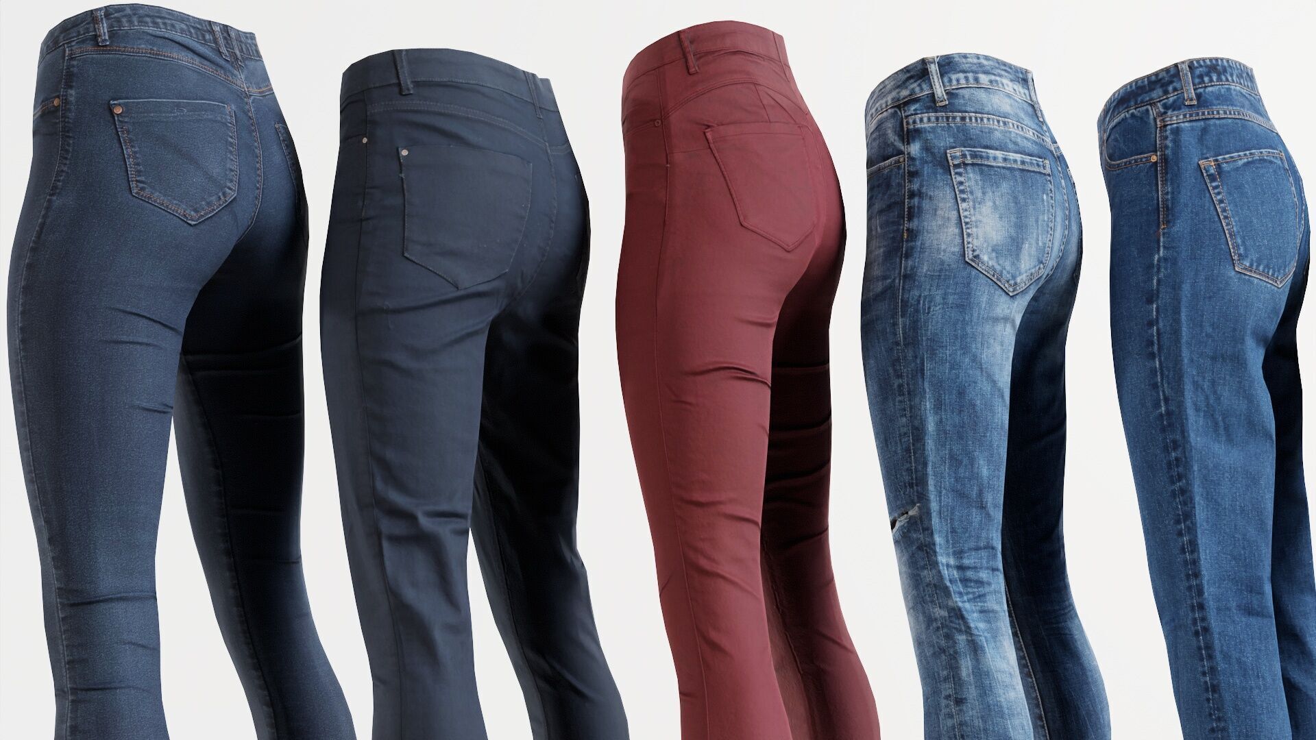 7 Realistic Pants Pack 2 Low-poly 3D model_3