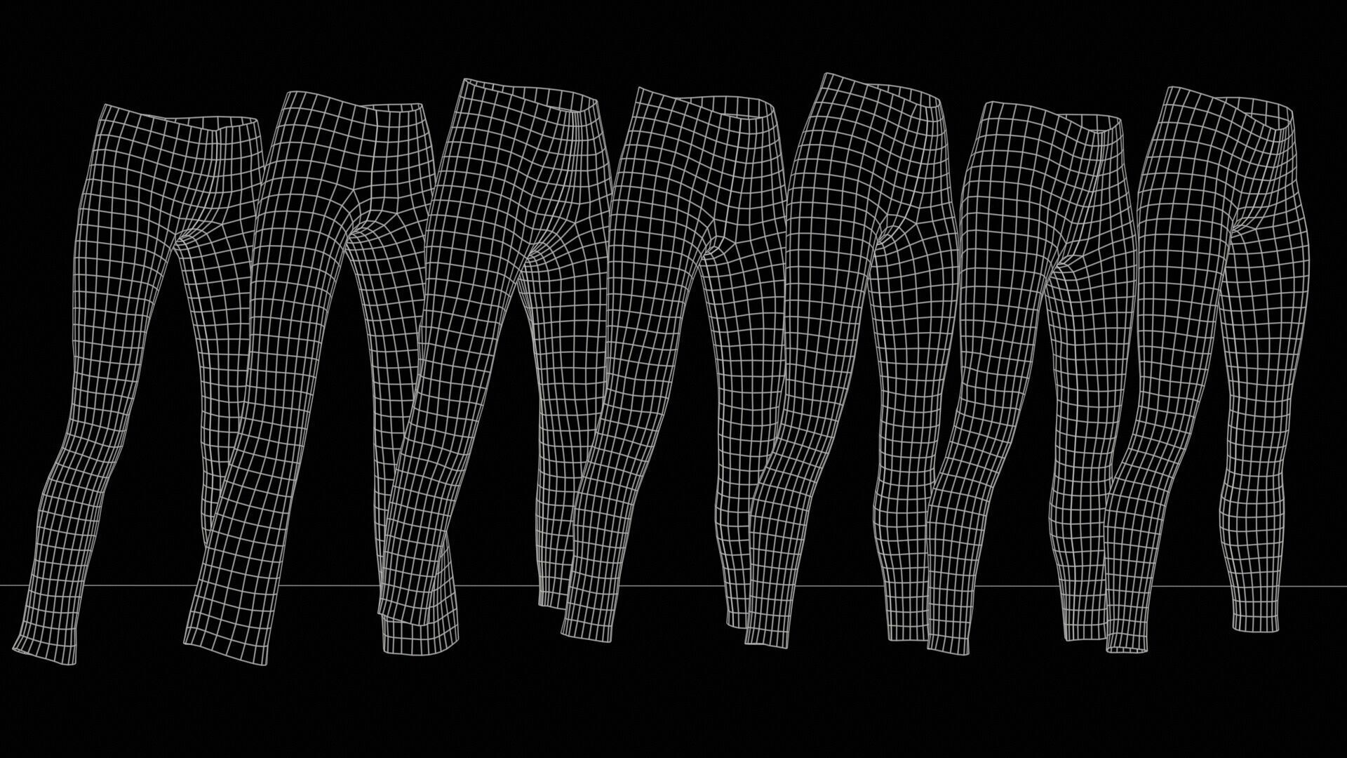 7 Realistic Pants Pack 2 Low-poly 3D model_10