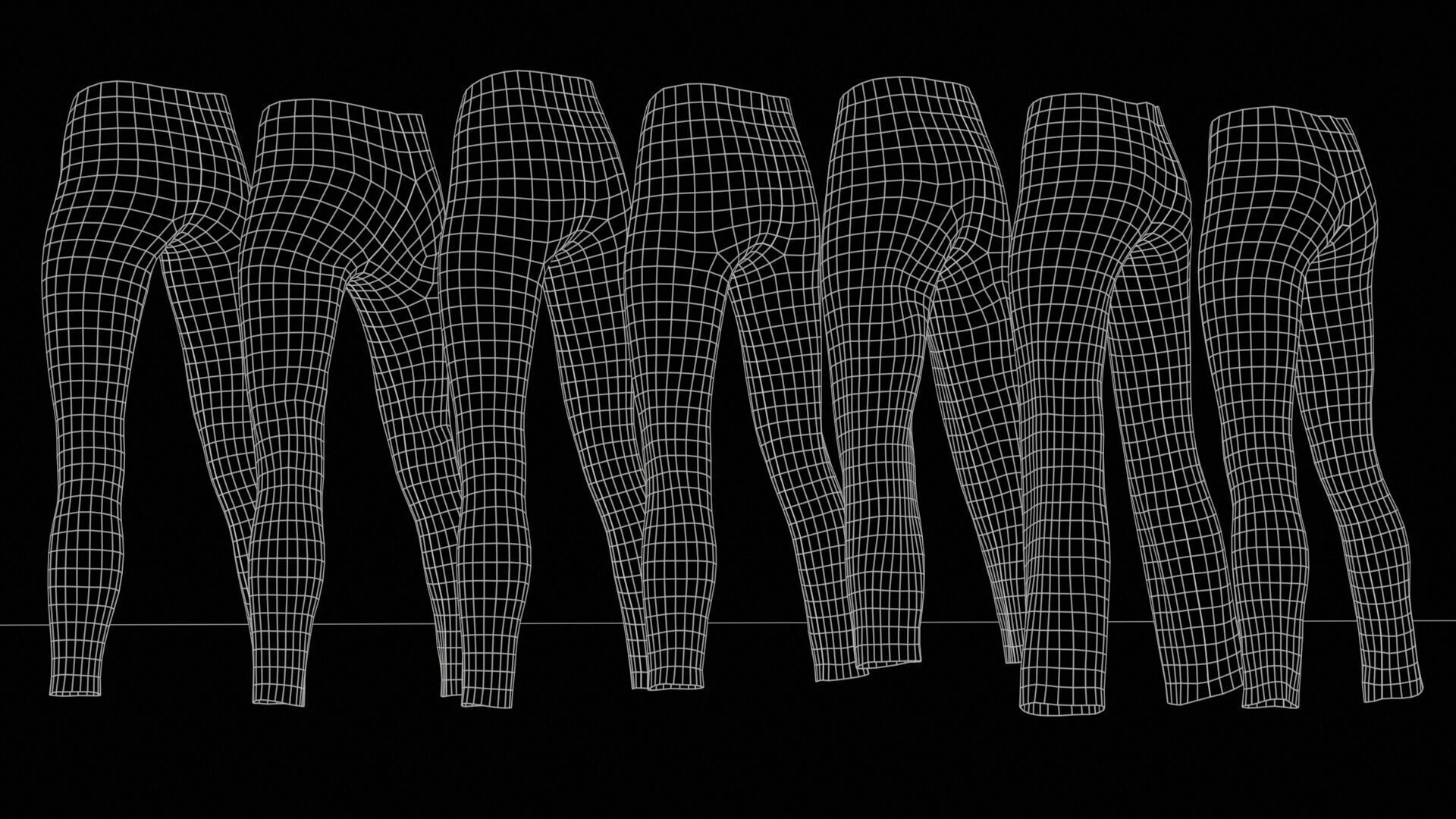 7 Realistic Pants Pack 2 Low-poly 3D model_11