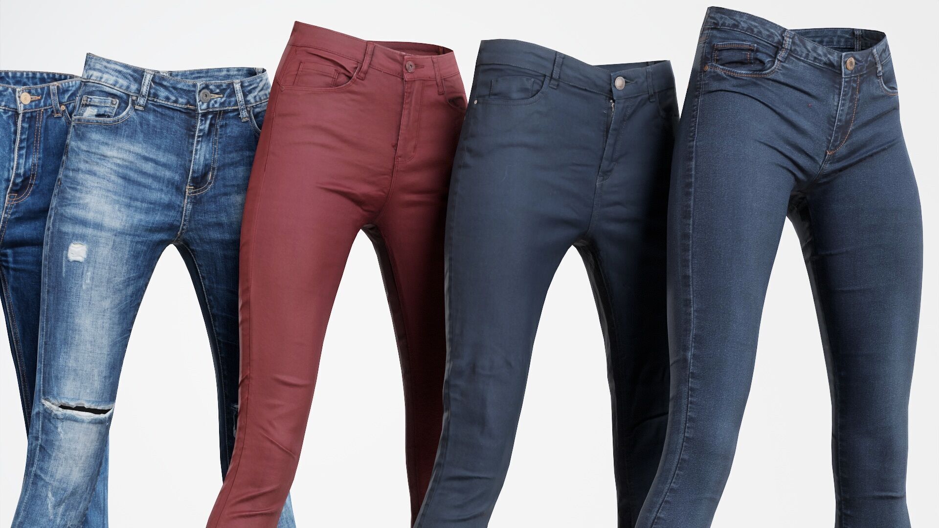 7 Realistic Pants Pack 2 Low-poly 3D model_5