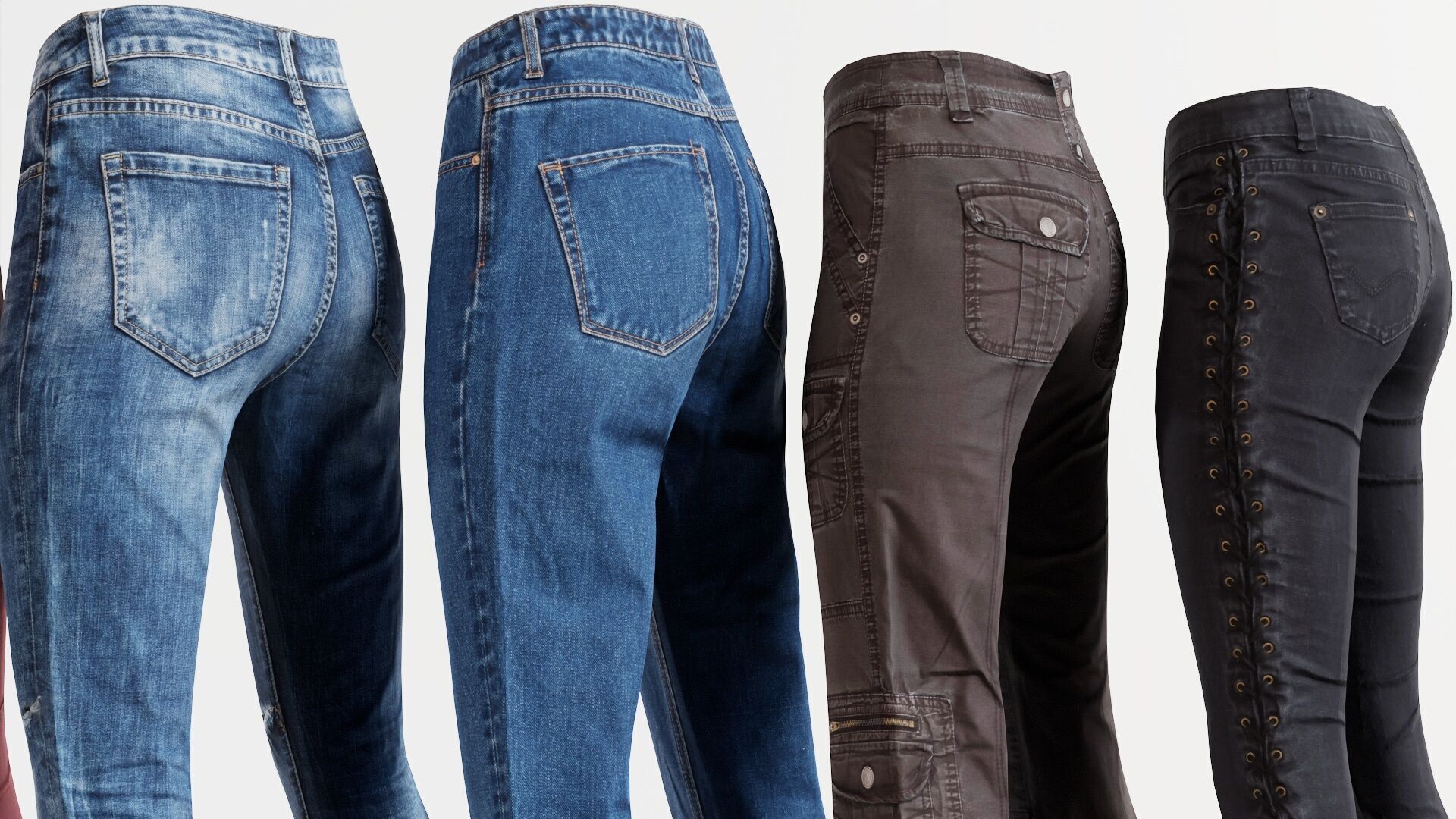 7 Realistic Pants Pack 2 Low-poly 3D model_2