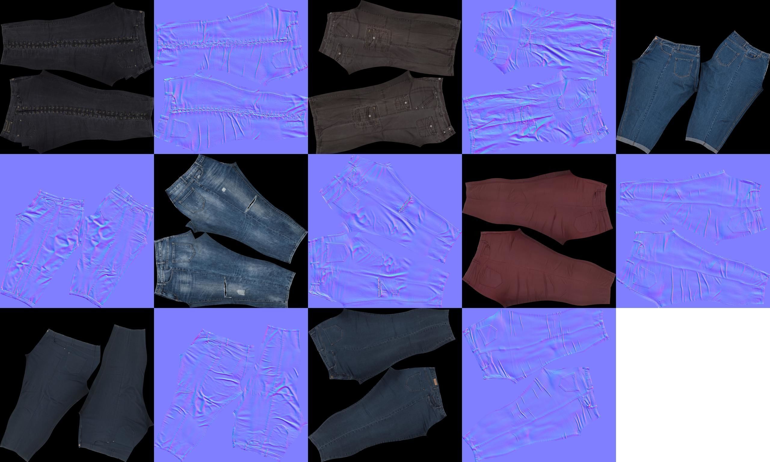 7 Realistic Pants Pack 2 Low-poly 3D model_7