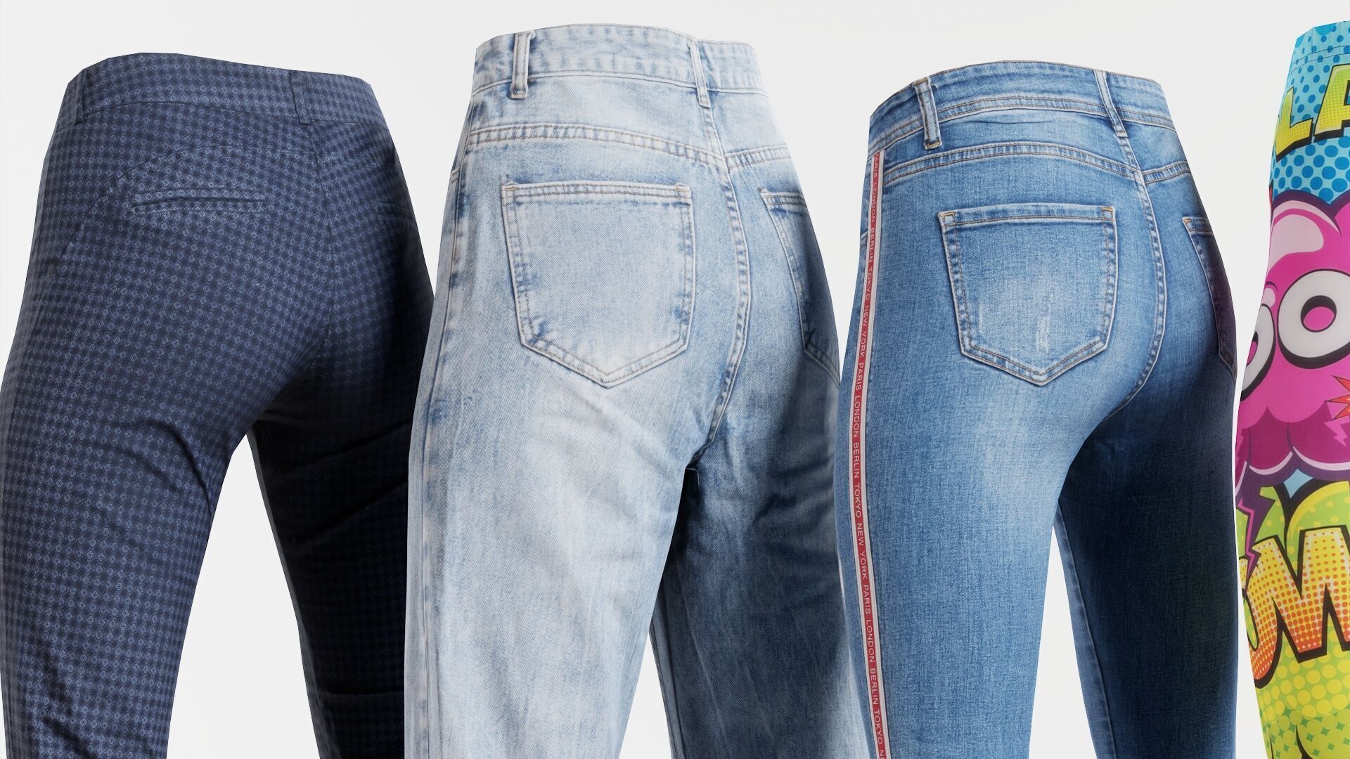 7 Realistic Pants Pack 10 Low-poly 3D model_3