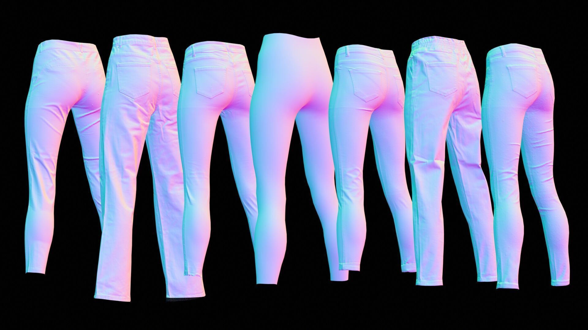 7 Realistic Pants Pack 10 Low-poly 3D model_9