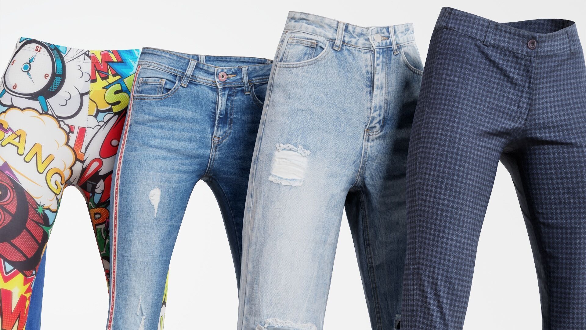 7 Realistic Pants Pack 10 Low-poly 3D model_6