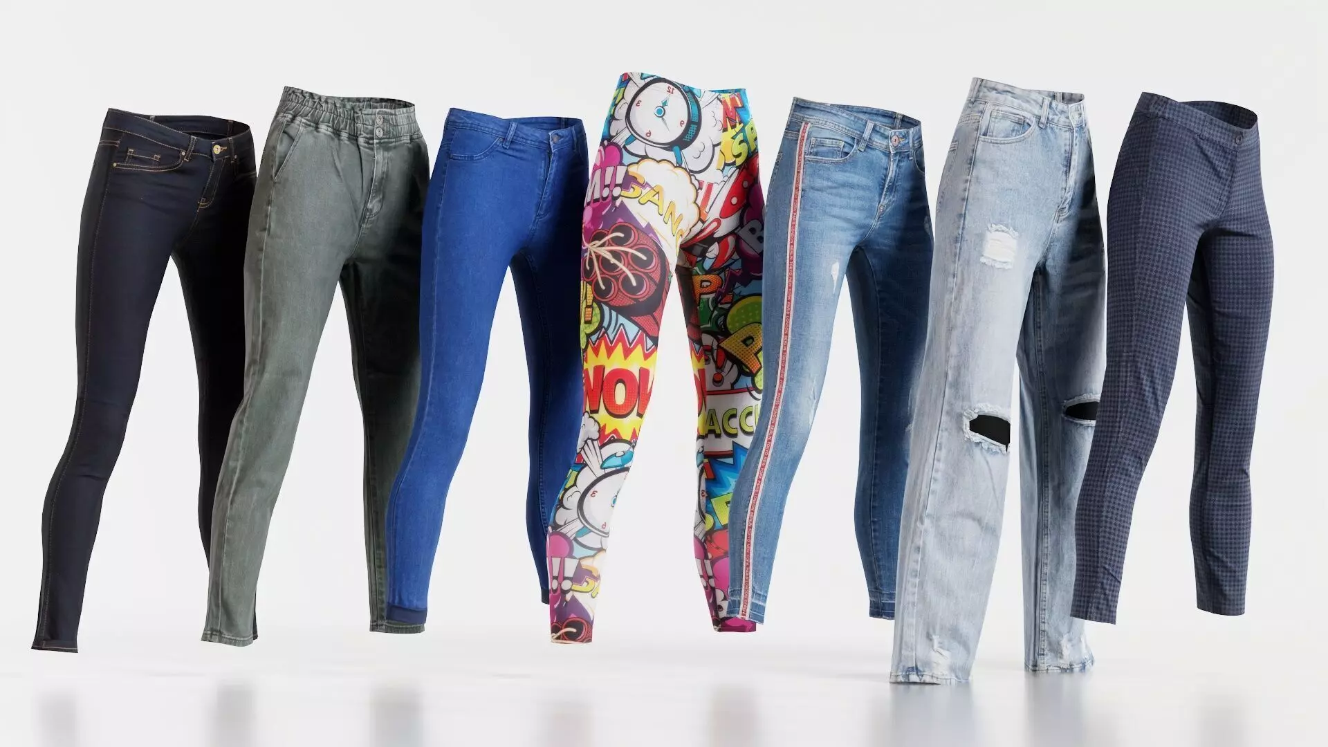 7 Realistic Pants Pack 10 Low-poly 3D model_0