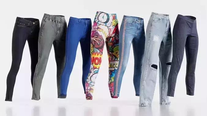 7 Realistic Pants Pack 10 Low-poly 3D model