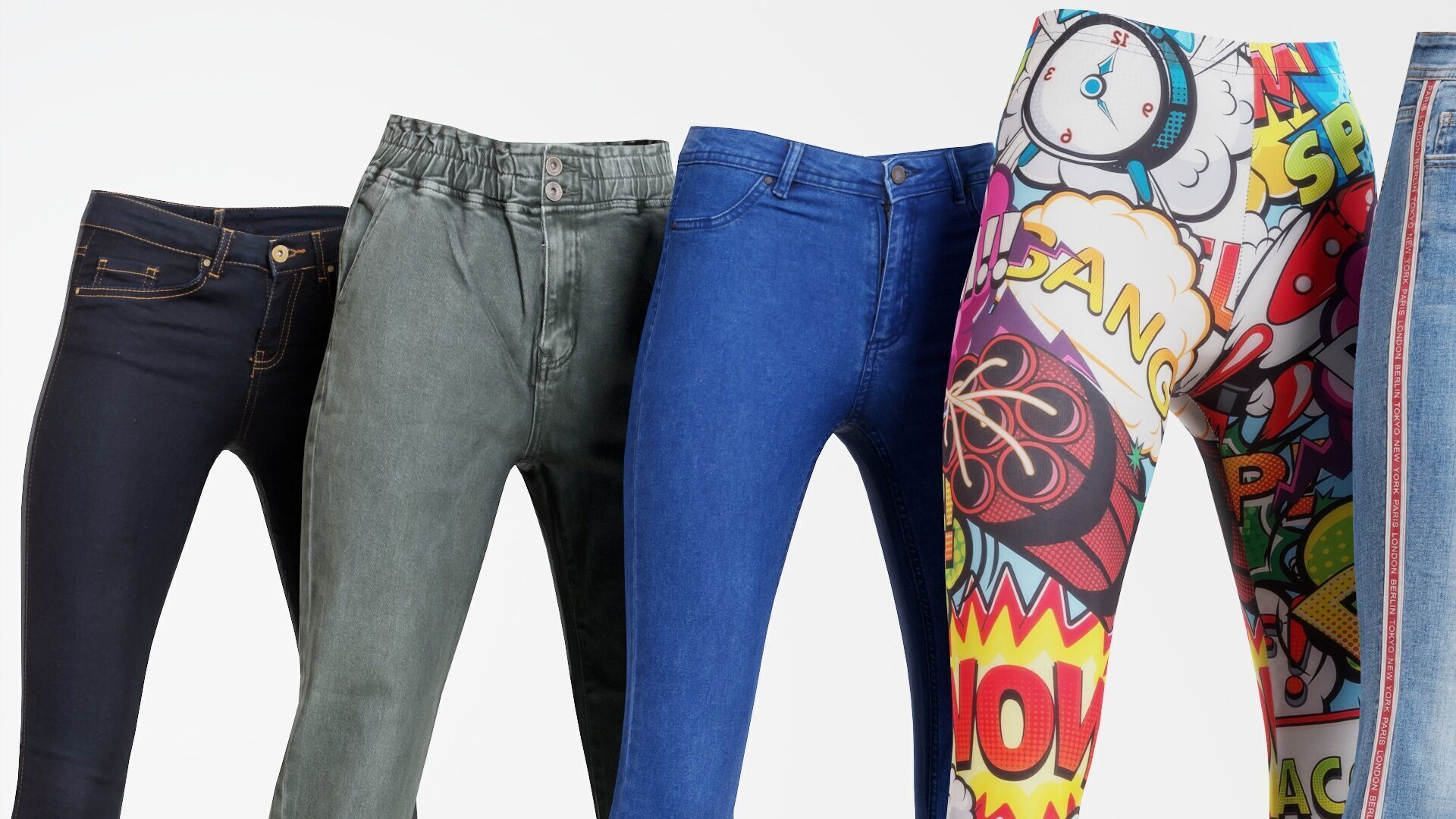 7 Realistic Pants Pack 10 Low-poly 3D model_4