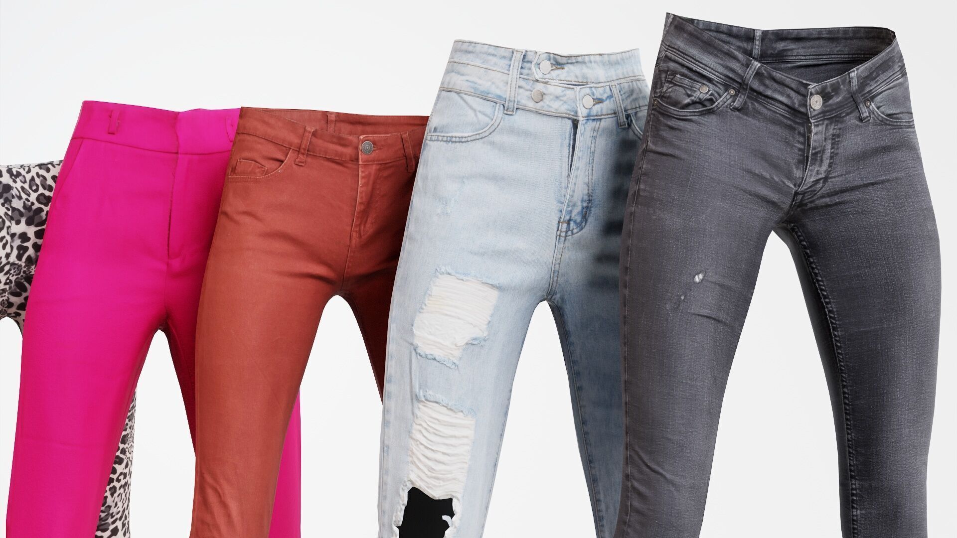 7 Realistic Pants Pack 1 Low-poly 3D model_6