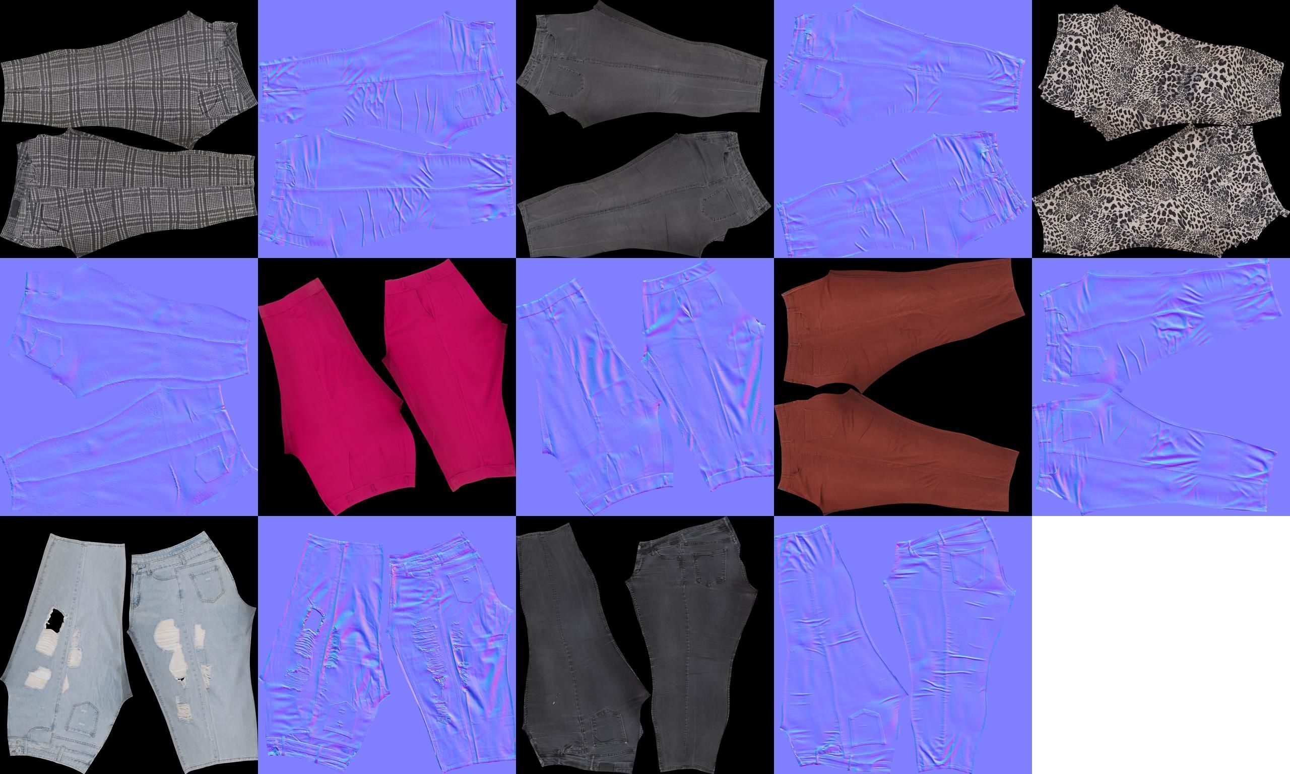 7 Realistic Pants Pack 1 Low-poly 3D model_7