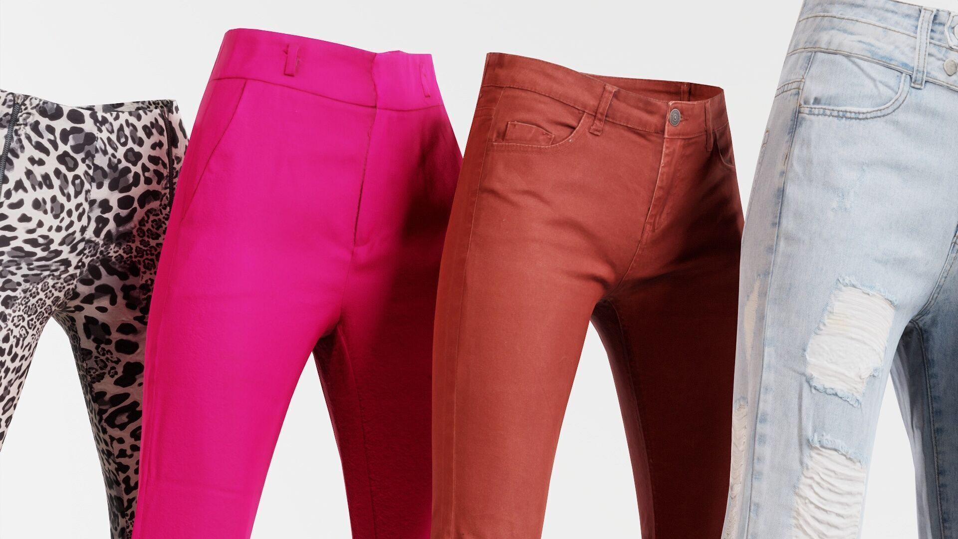 7 Realistic Pants Pack 1 Low-poly 3D model_5