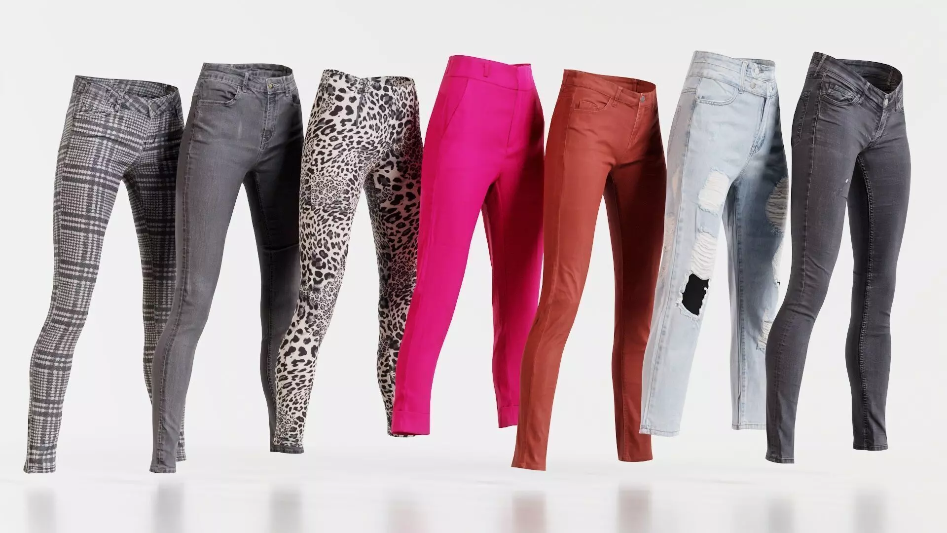 7 Realistic Pants Pack 1 Low-poly 3D model_0