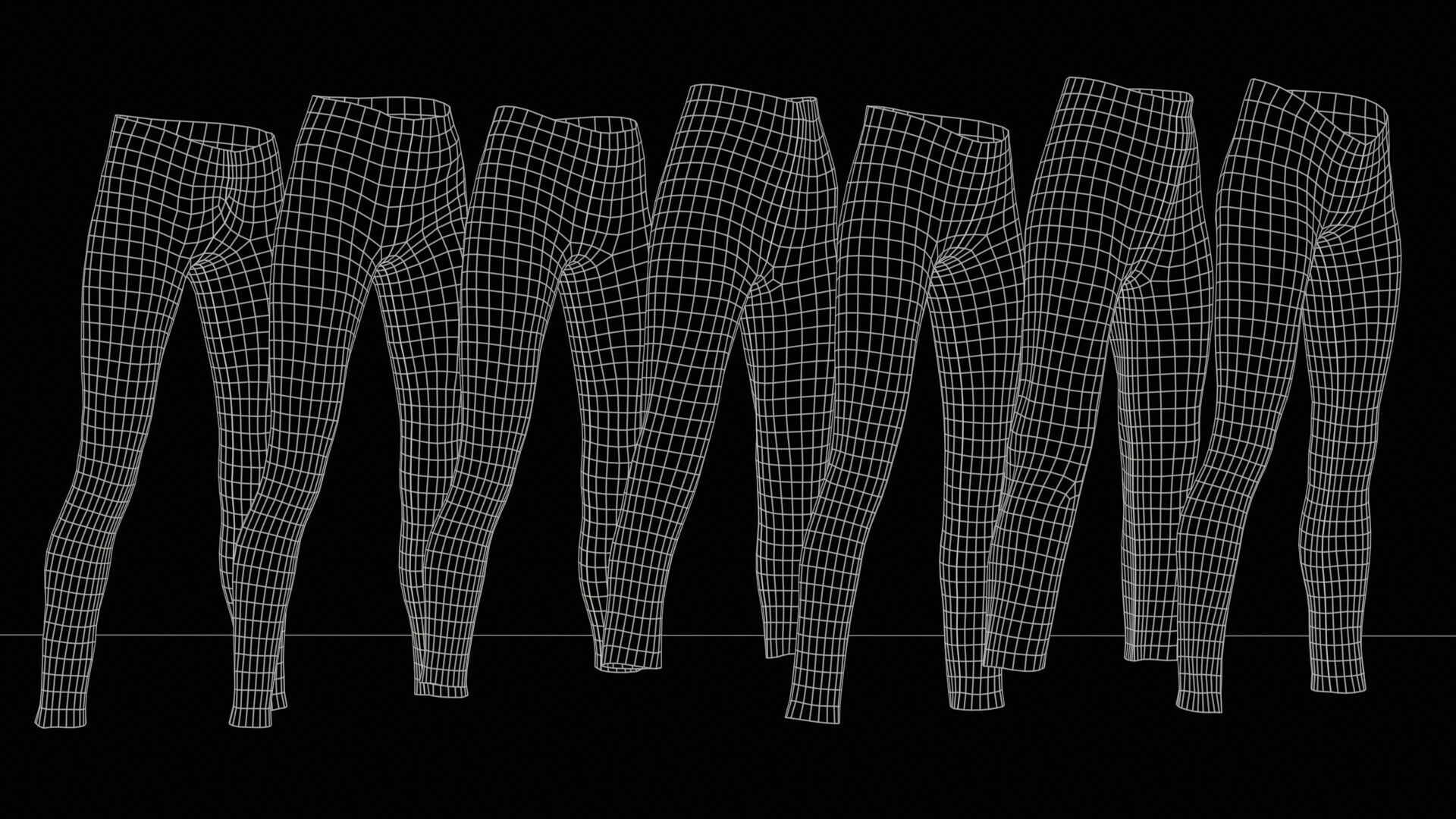 7 Realistic Pants Pack 1 Low-poly 3D model_10