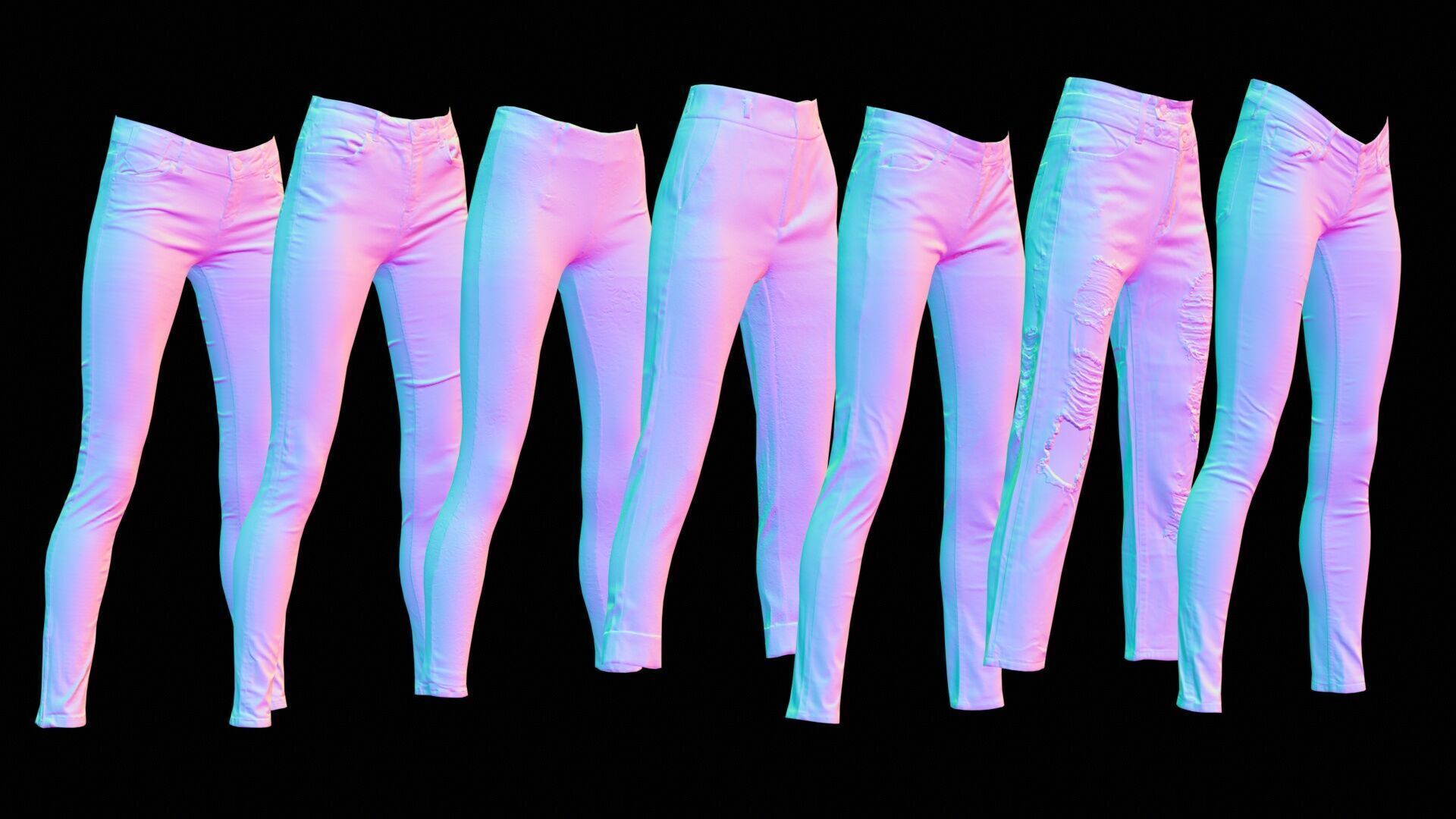 7 Realistic Pants Pack 1 Low-poly 3D model_8