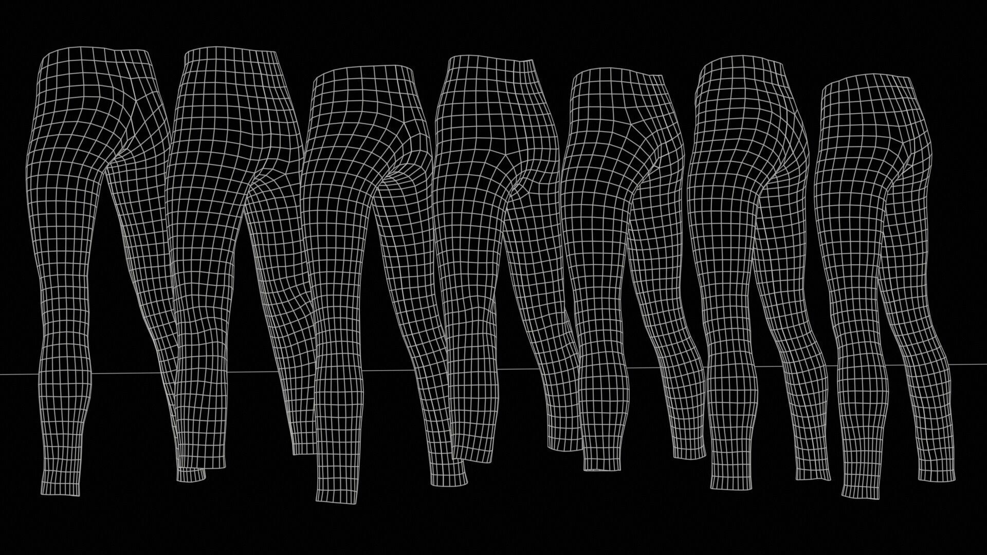 7 Realistic Pants Pack 1 Low-poly 3D model_11