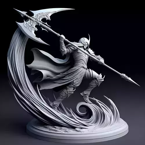 Halberdier Warrior in Mid-Swing