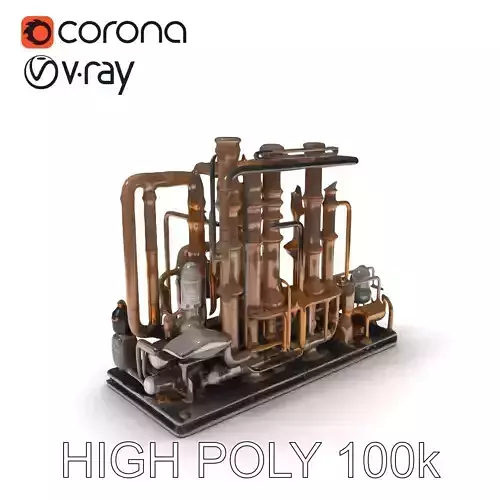 Industrial Refinery Pipes and Equipment Model Pack Low-poly 3D model