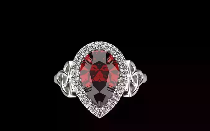 pear shape gem ring with celtic knot model 1217