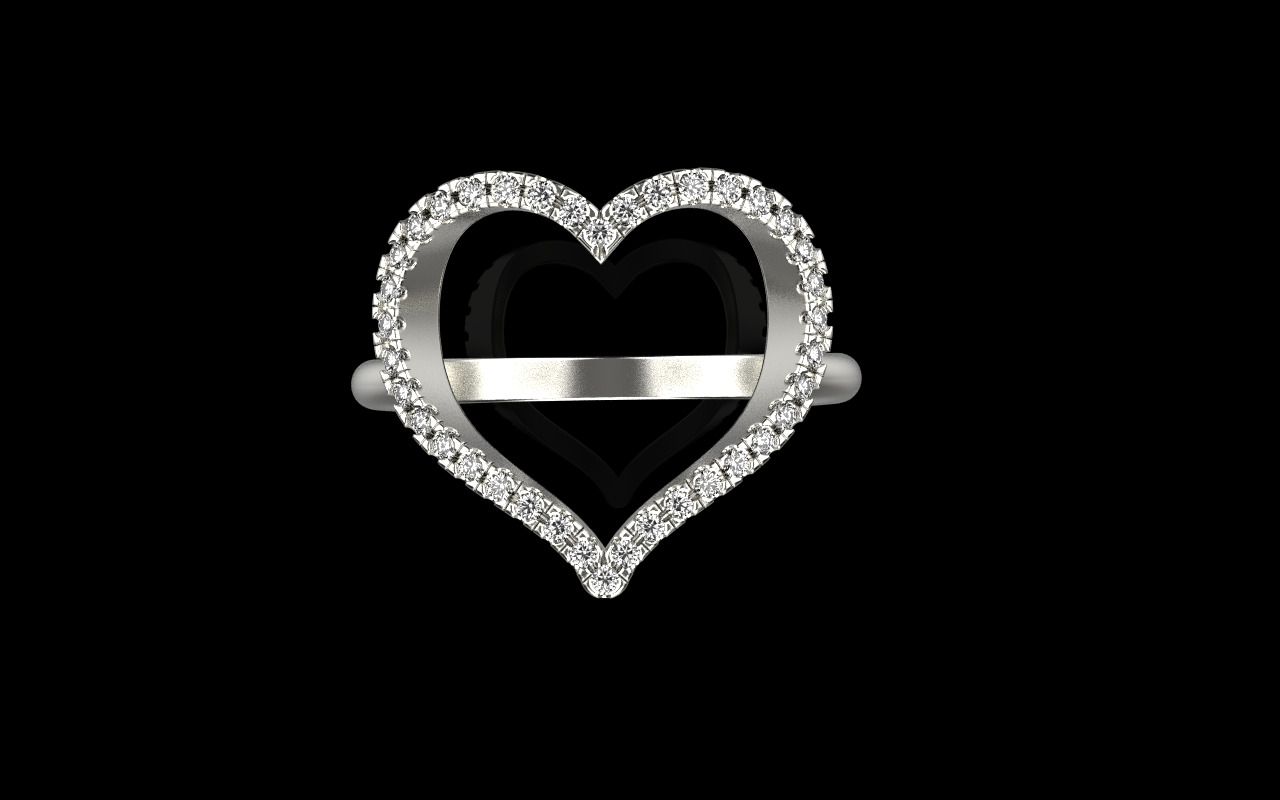 Heart ring with gems model 1218 3D print model_12