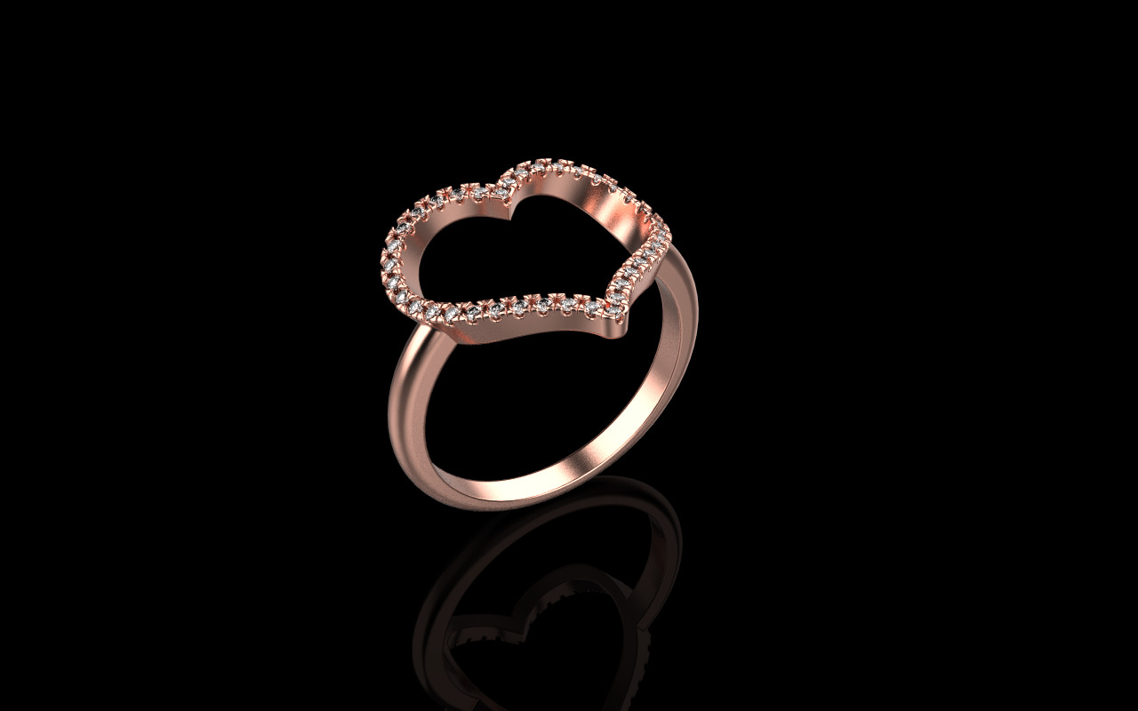 Heart ring with gems model 1218 3D print model_17