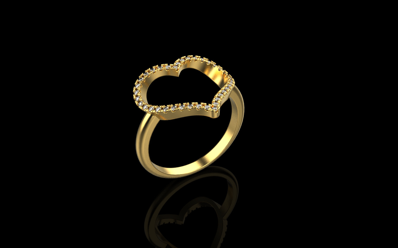 Heart ring with gems model 1218 3D print model_13