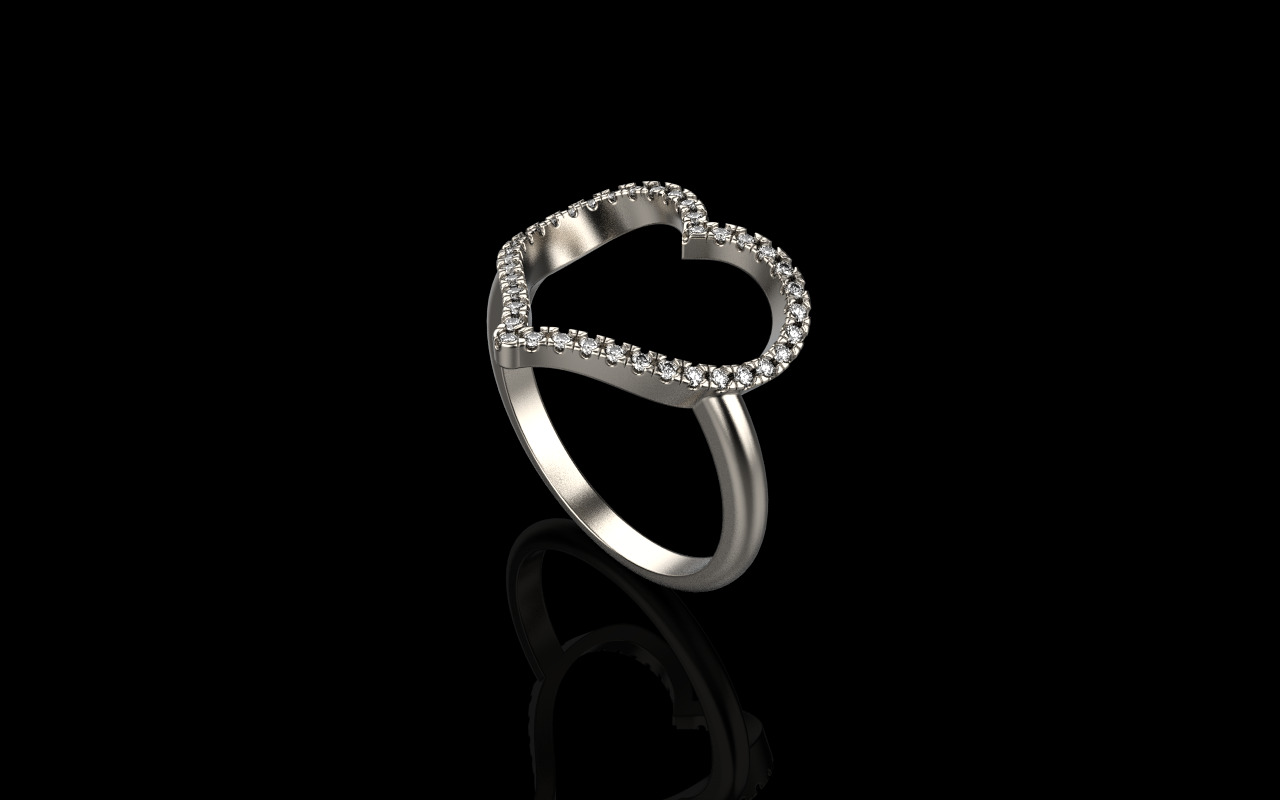 Heart ring with gems model 1218 3D print model_21