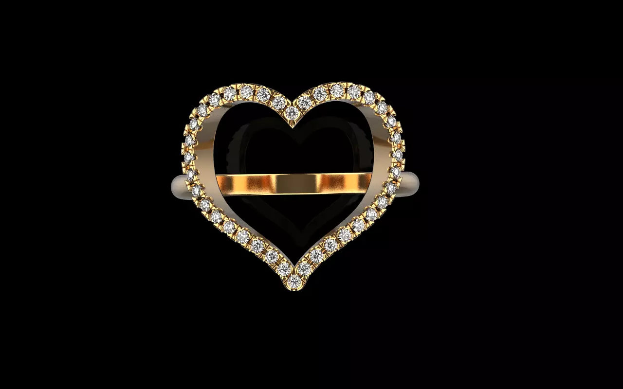 Heart ring with gems model 1218 3D print model_0