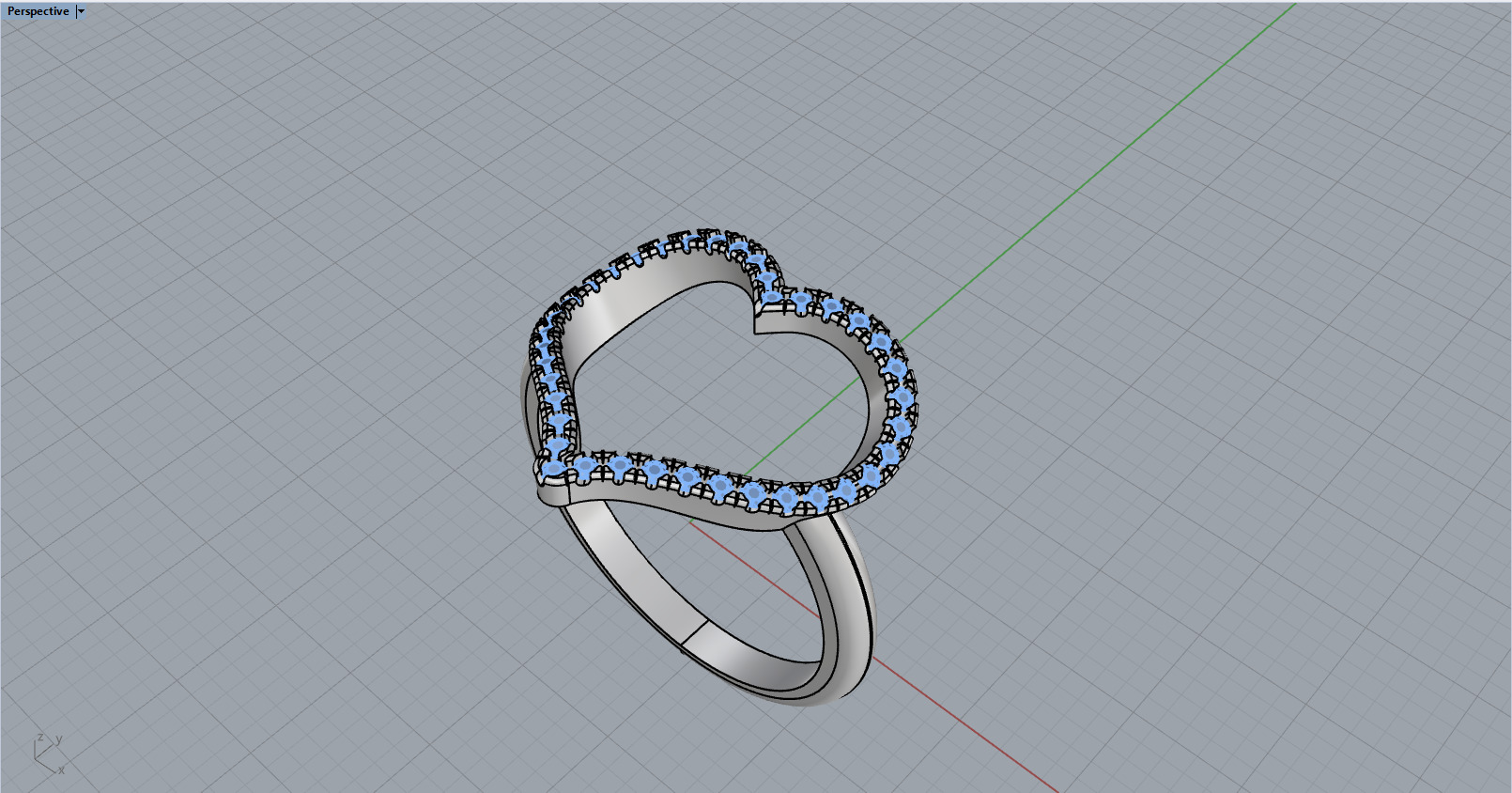 Heart ring with gems model 1218 3D print model_7