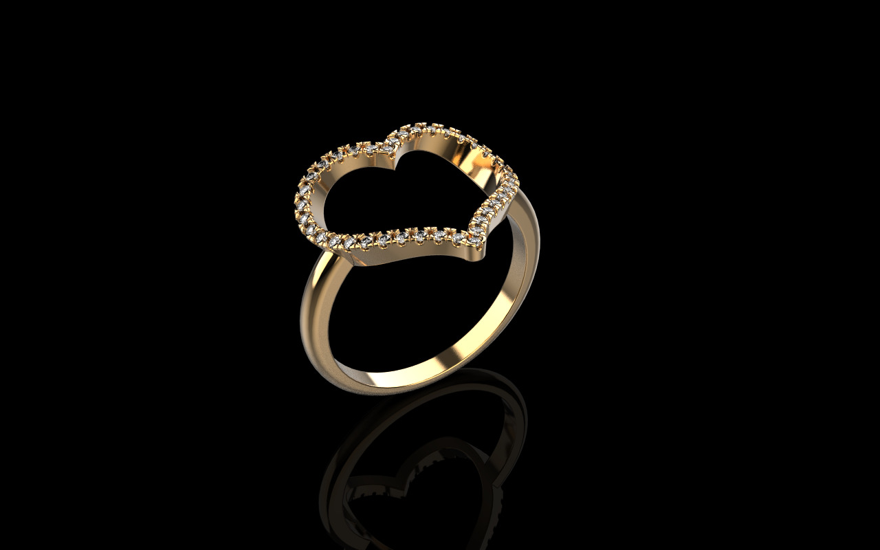 Heart ring with gems model 1218 3D print model_14