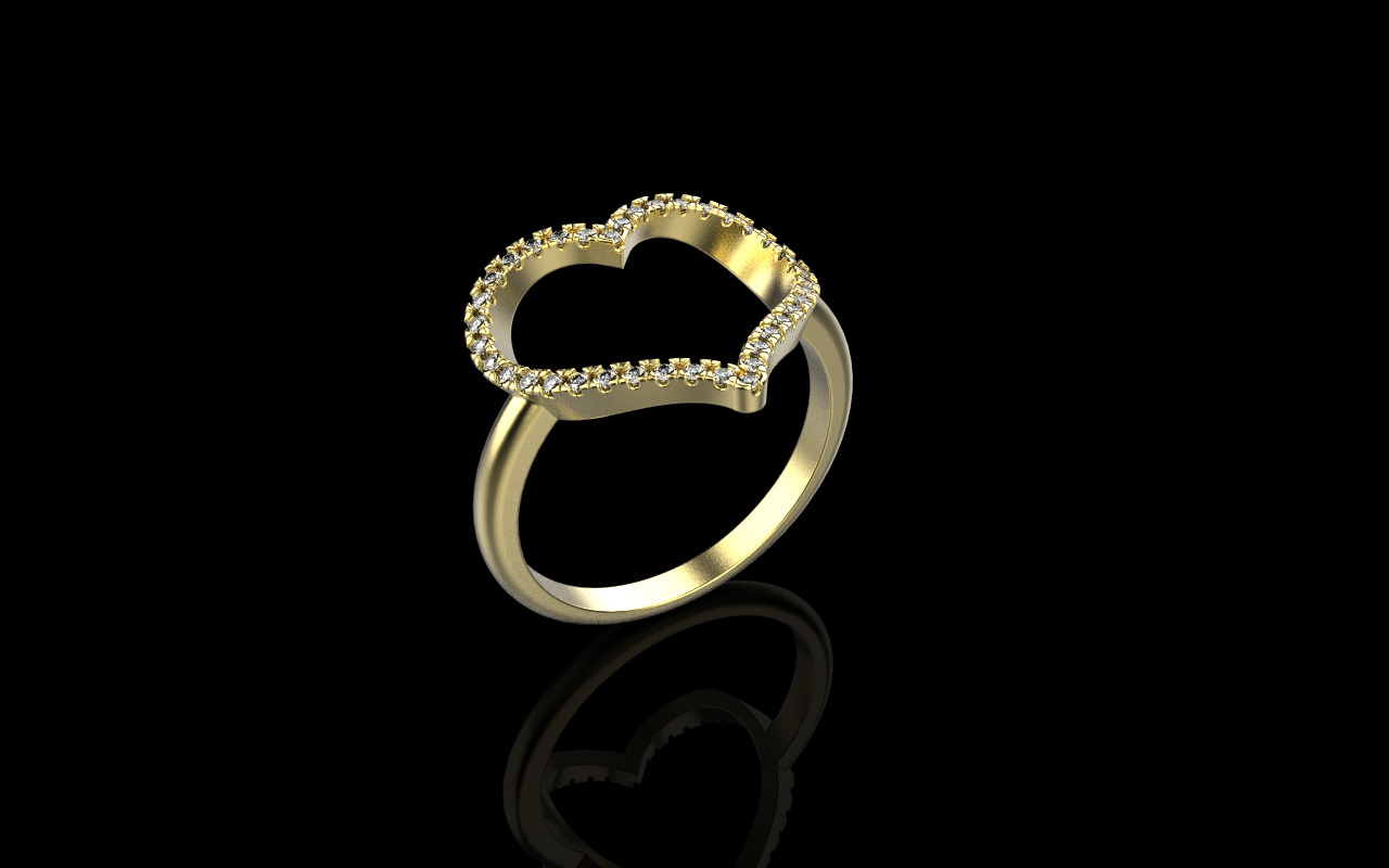 Heart ring with gems model 1218 3D print model_15