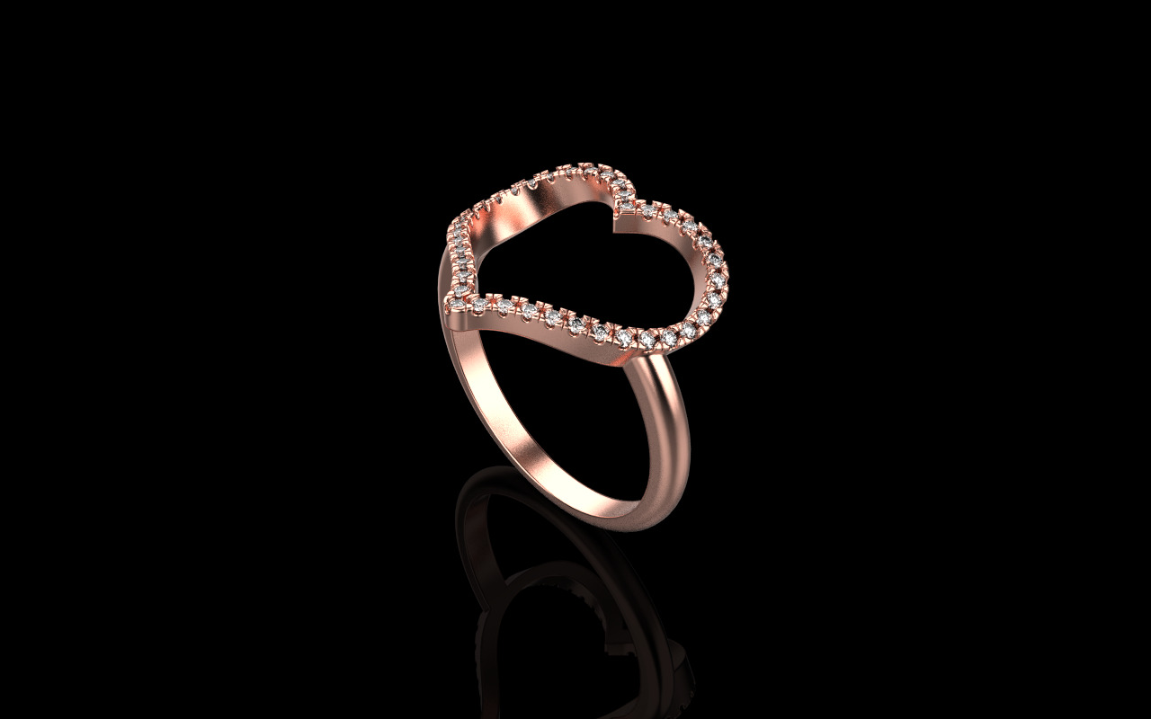 Heart ring with gems model 1218 3D print model_20