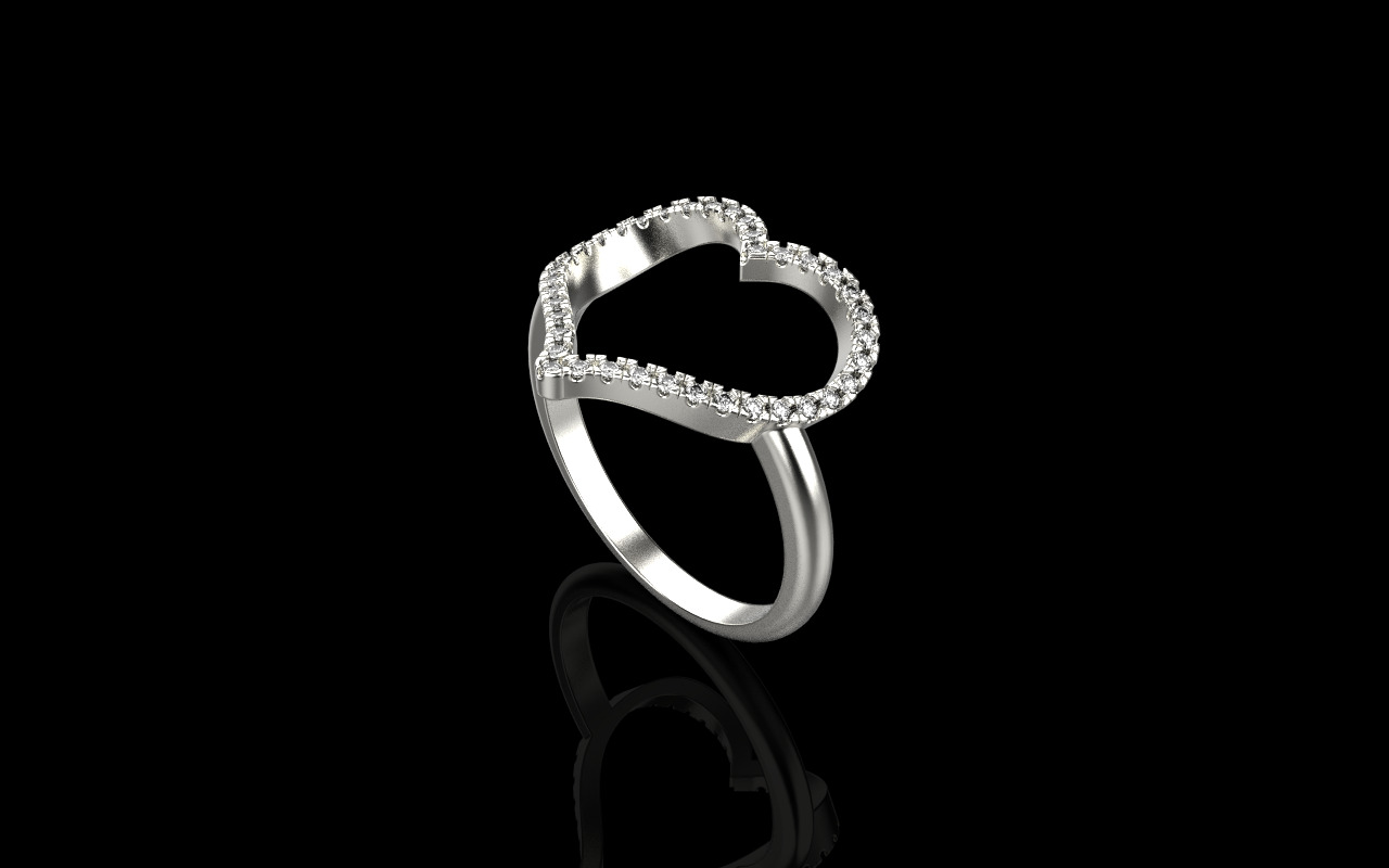Heart ring with gems model 1218 3D print model_22