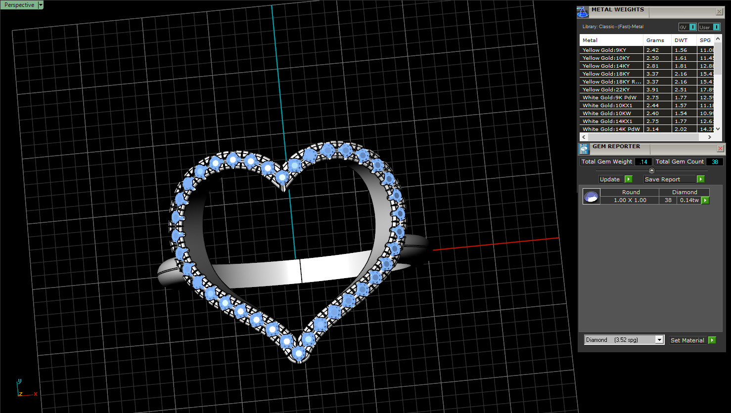 Heart ring with gems model 1218 3D print model_2