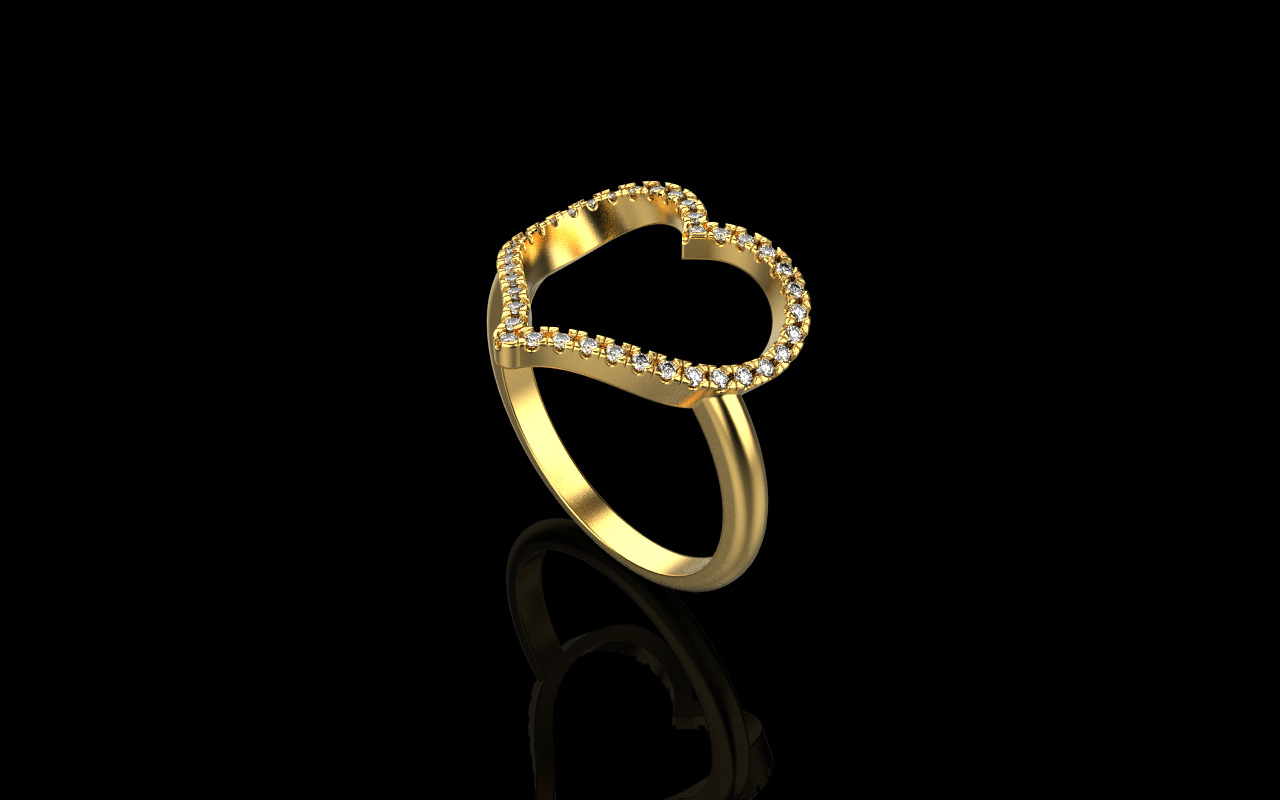 Heart ring with gems model 1218 3D print model_18