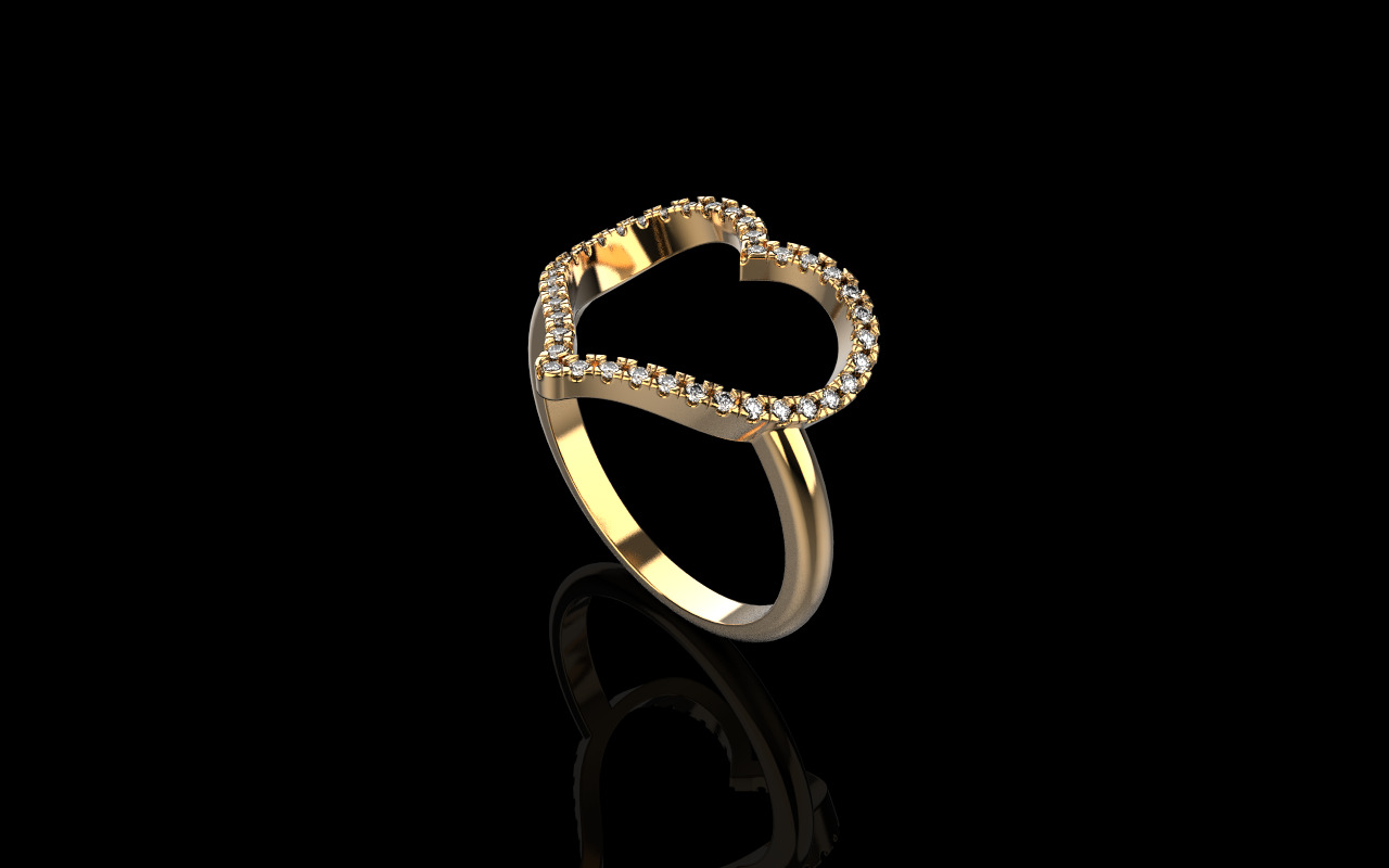 Heart ring with gems model 1218 3D print model_1