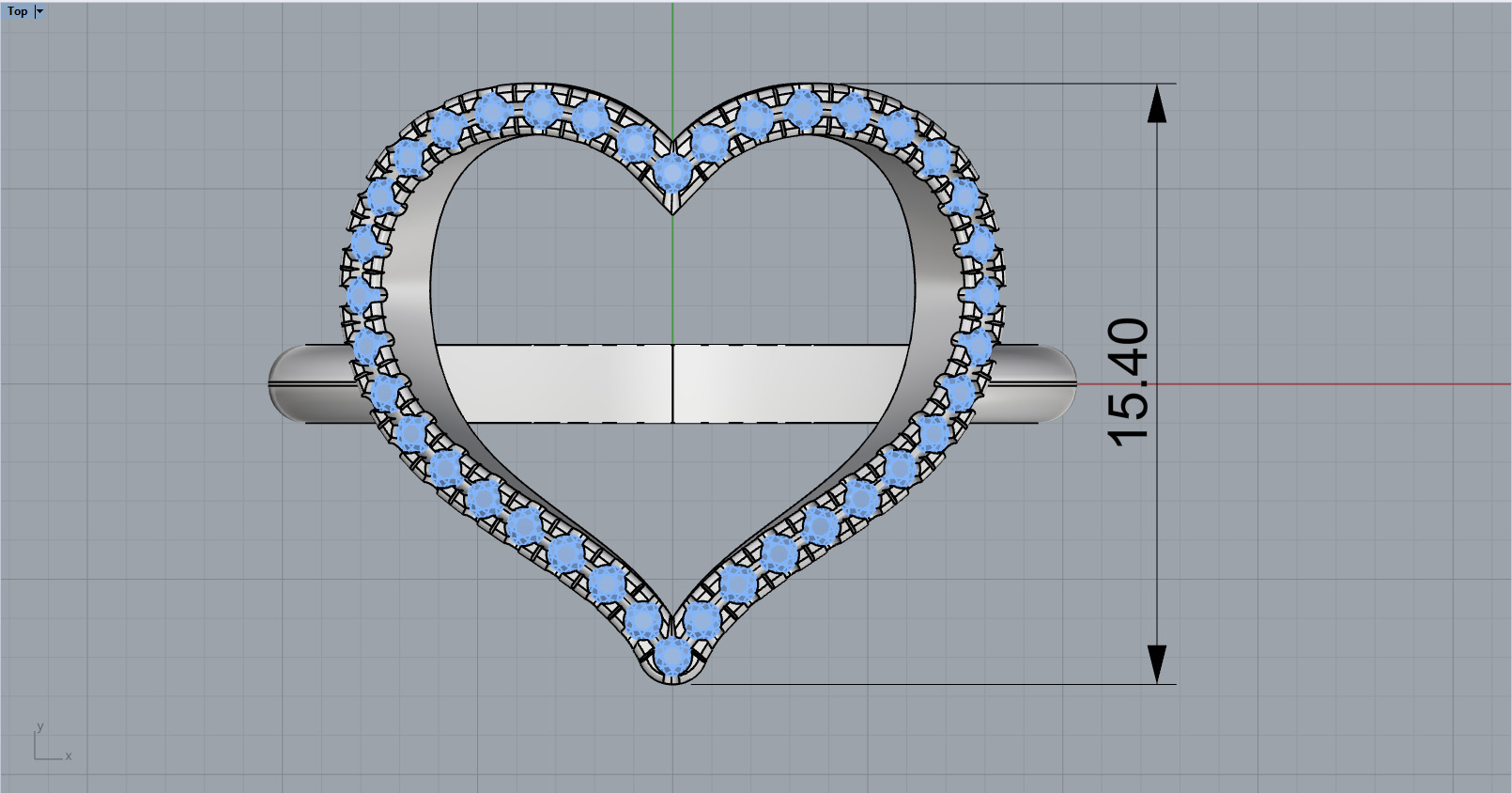 Heart ring with gems model 1218 3D print model_4