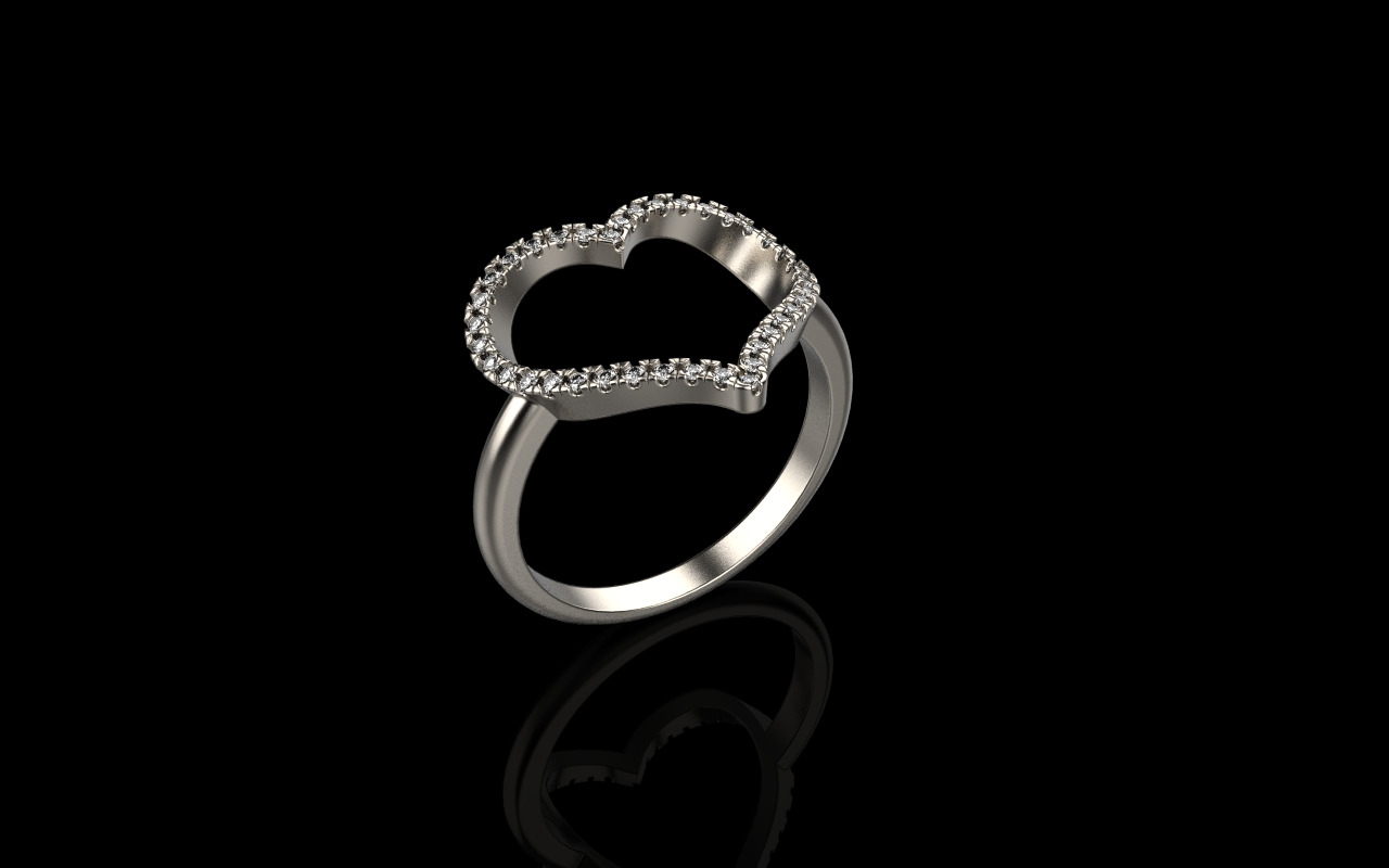 Heart ring with gems model 1218 3D print model_16