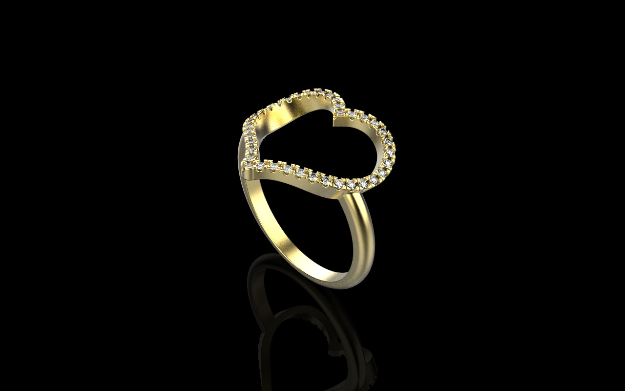 Heart ring with gems model 1218 3D print model_19