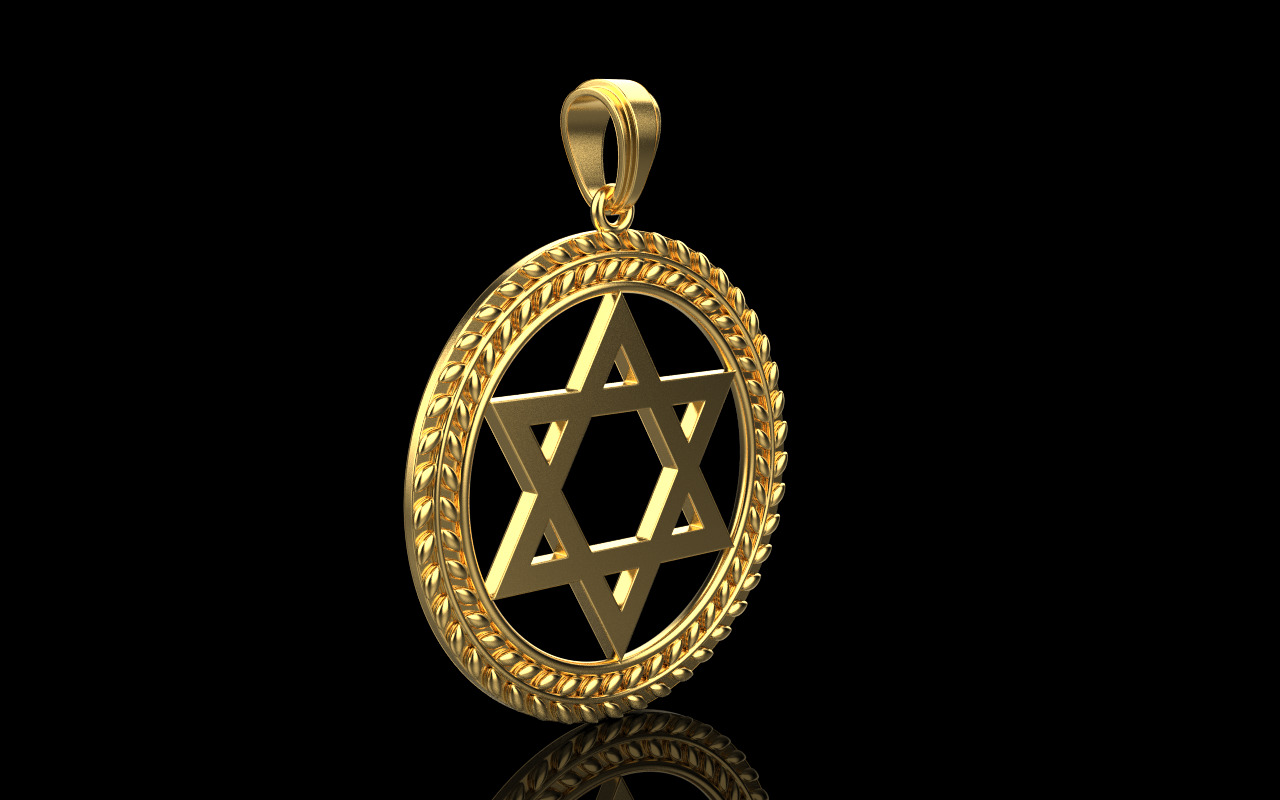 Star of david pendant model 1219 3D print model_14