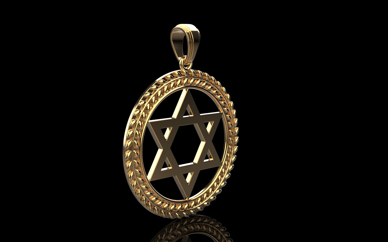Star of david pendant model 1219 3D print model_1